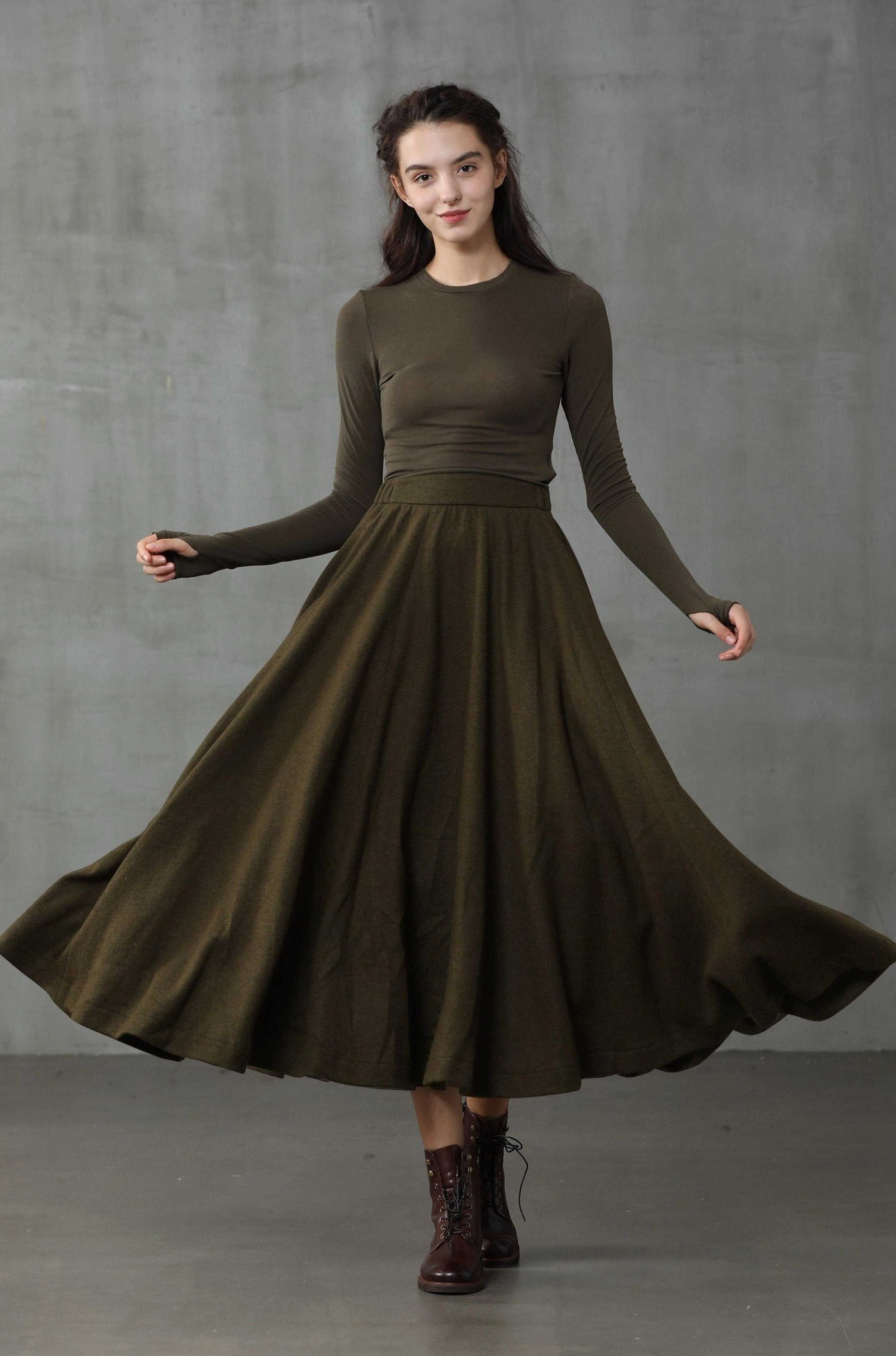 ConvertibleCollar All Day Layering The Soft Lawn 12 | Midi Wool Skirt
