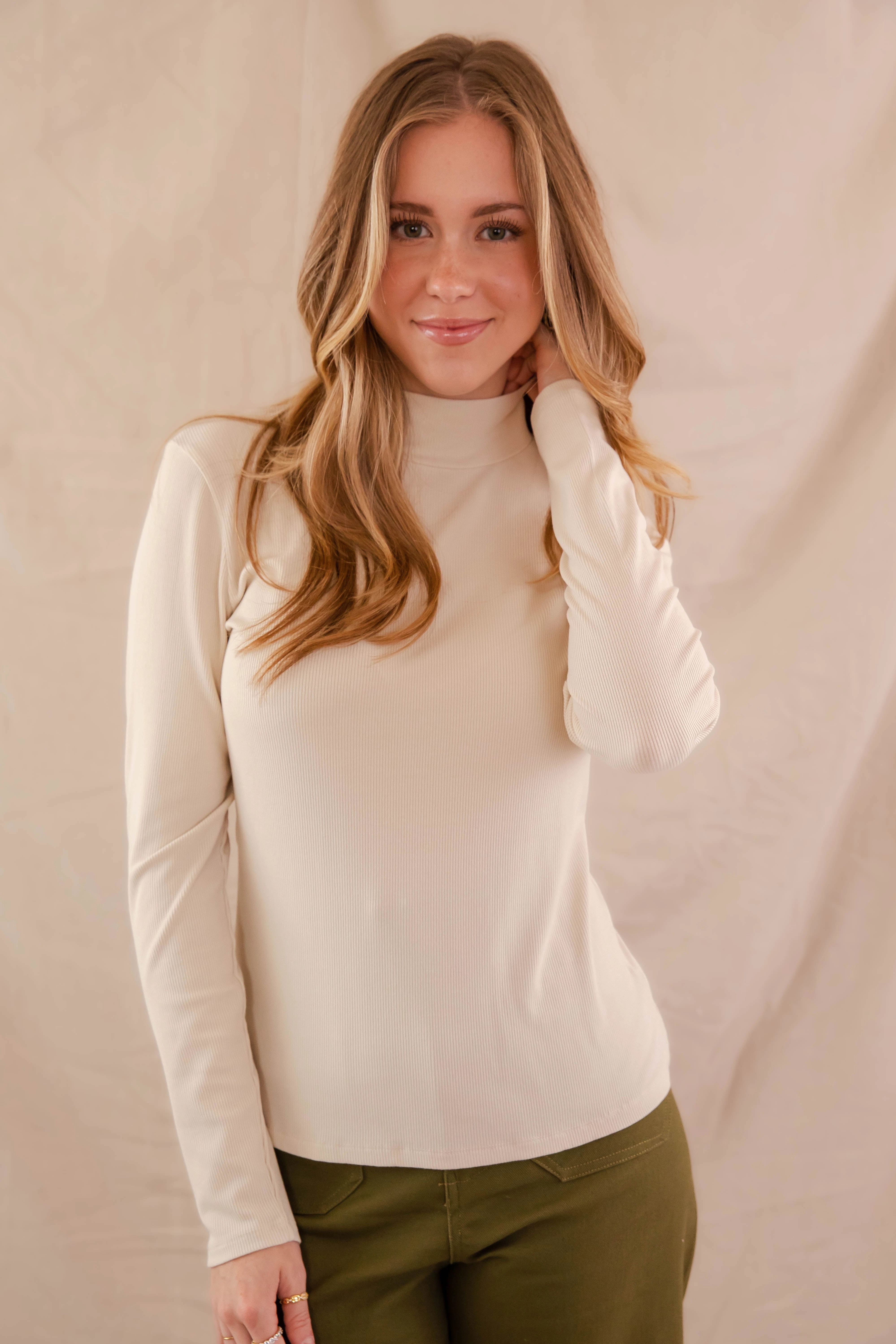 BreathableMeshInsert There She Goes Again Ribbed Top-Oatmeal