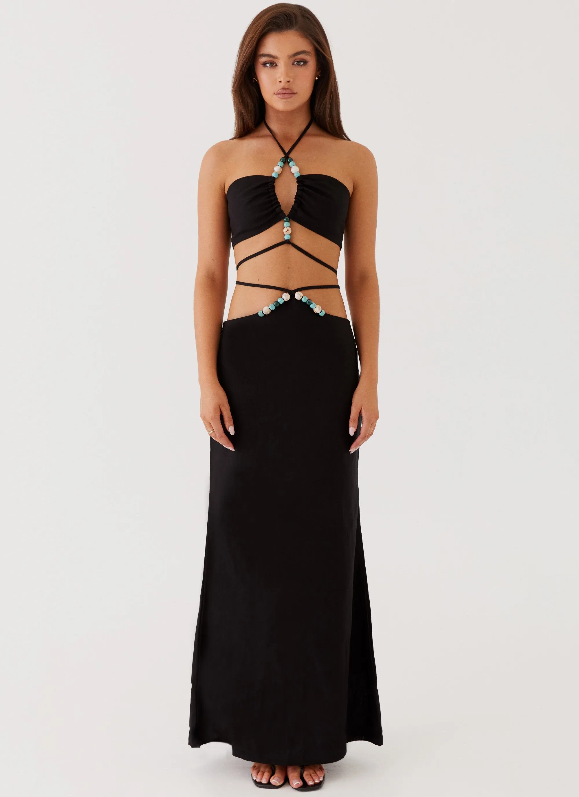 Fashionable Look Neveah Beaded Maxi Skirt - Black