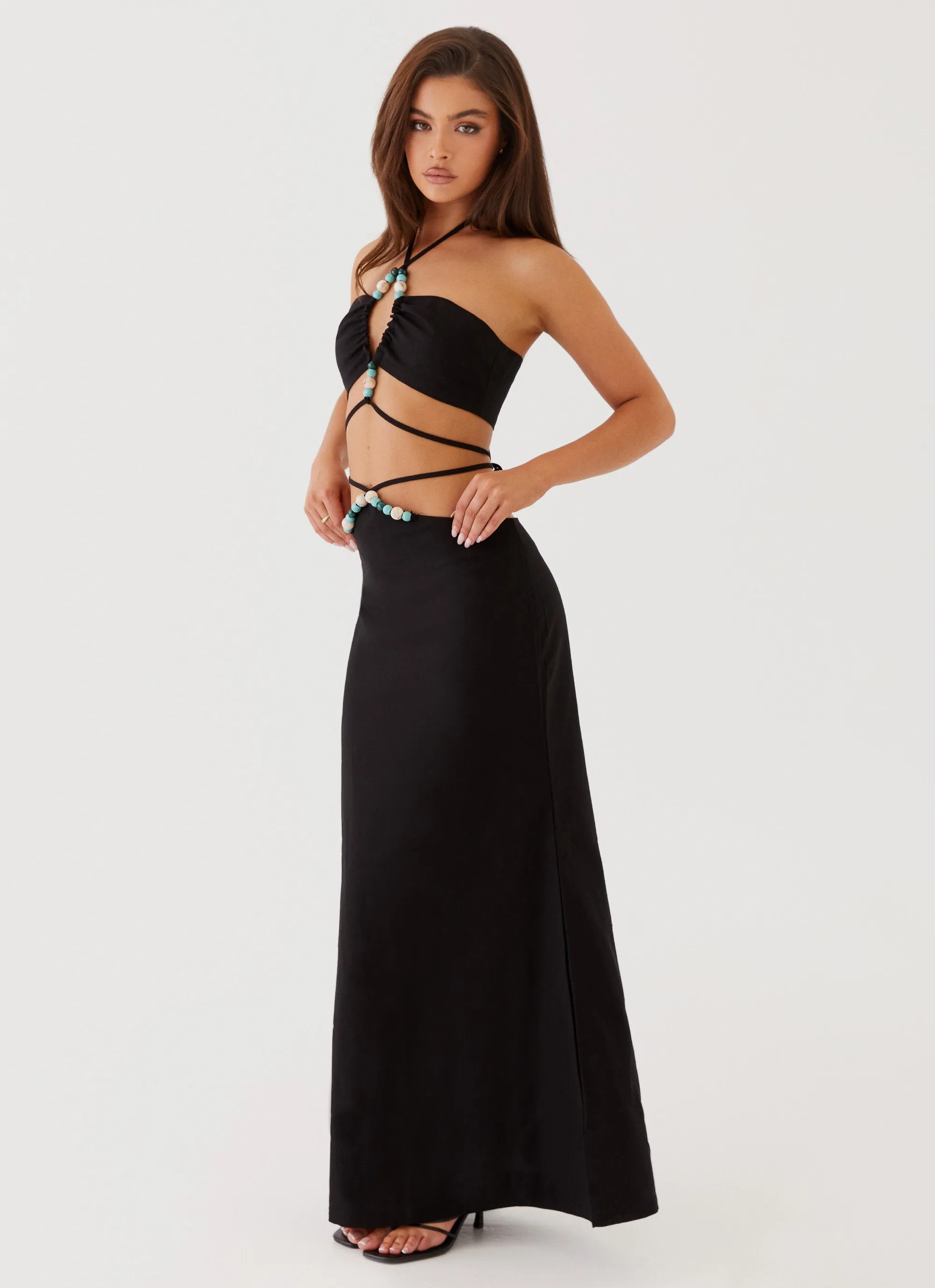 Neveah Beaded Maxi Skirt - Black No Ride Breathable Design