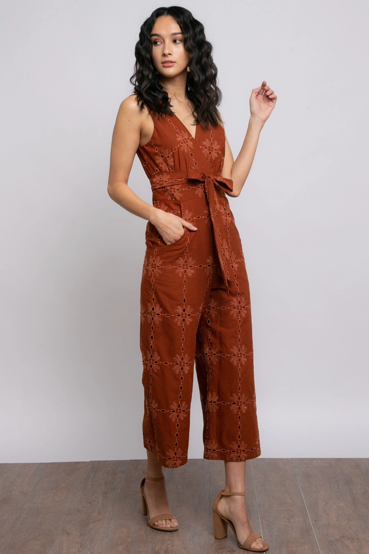 Gable Jumpsuit - Cotton Eyelet Sedona Scoop Neck Shape OrganicCottonBlend