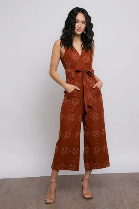 Thermal Insulation Gable Jumpsuit - Cotton Eyelet Sedona Anti Slip Shoulder Padding Gable Jumpsuit - Cotton Eyelet Sedona
