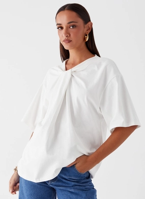 Thermal regulation Orena Twist T-Shirt - White Unstructured Silhouette Orena Twist T-Shirt - White