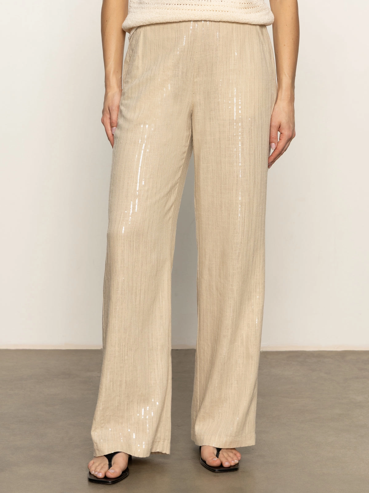 Coastal Semi-High Rise Pant Sand Sequin Stripe Reinforced Pockets All Fit