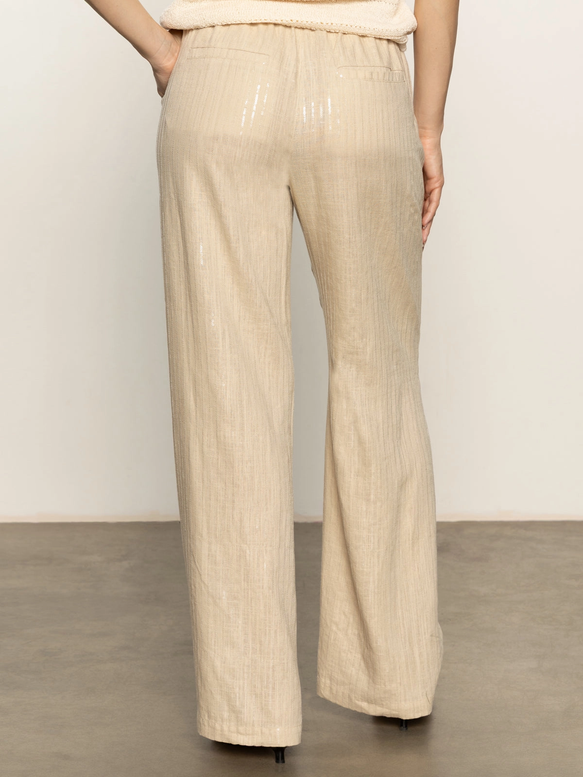 Button front Easy Pack Coastal Semi-High Rise Pant Sand Sequin Stripe