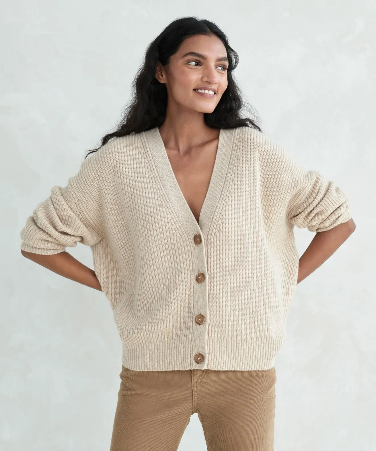 Cropped Cashmere Cocoon Cardigan Glow In The Dark Accent Trim Ultra Soft Texture