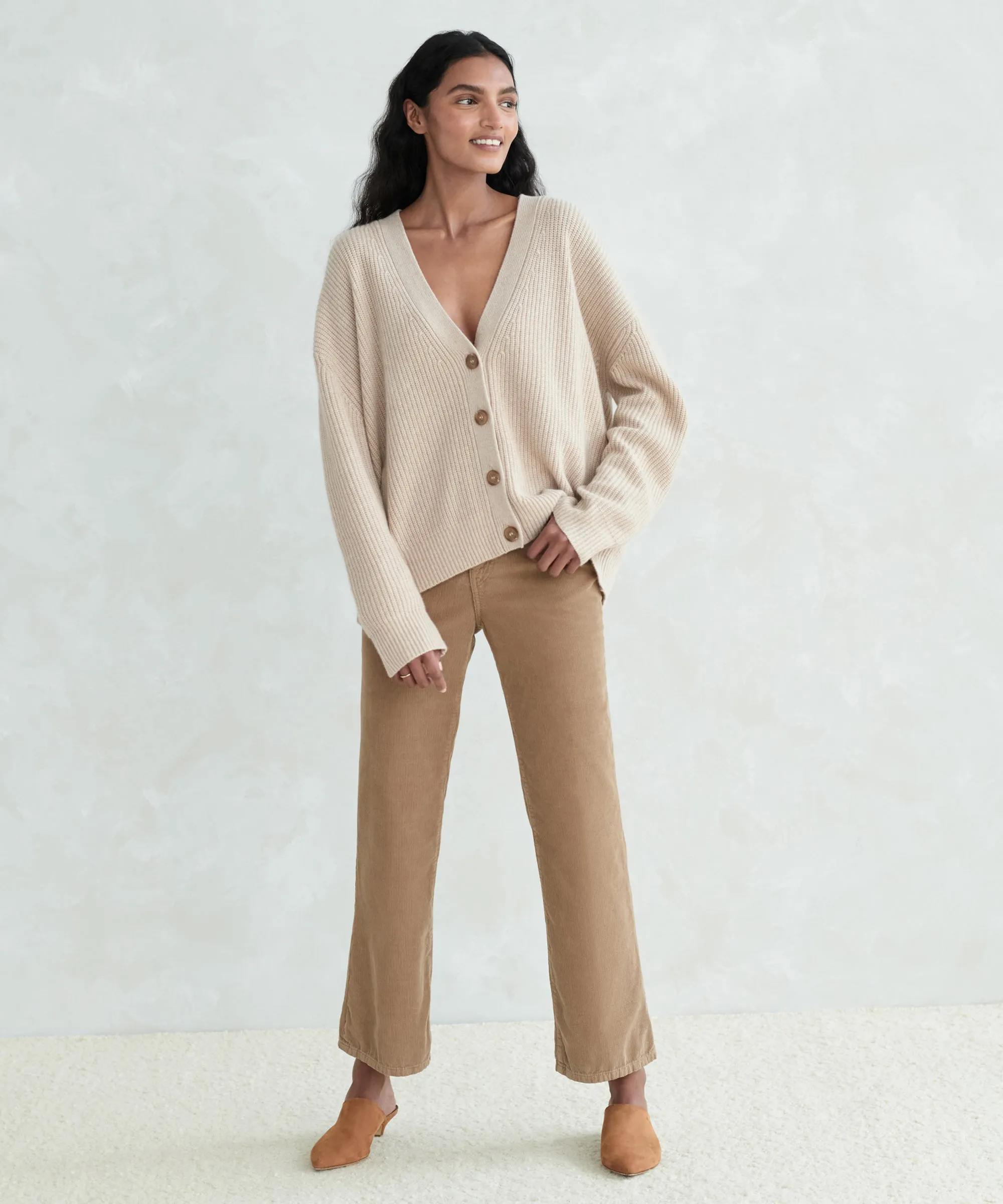 Cropped Cashmere Cocoon Cardigan LightReflectiveTrim