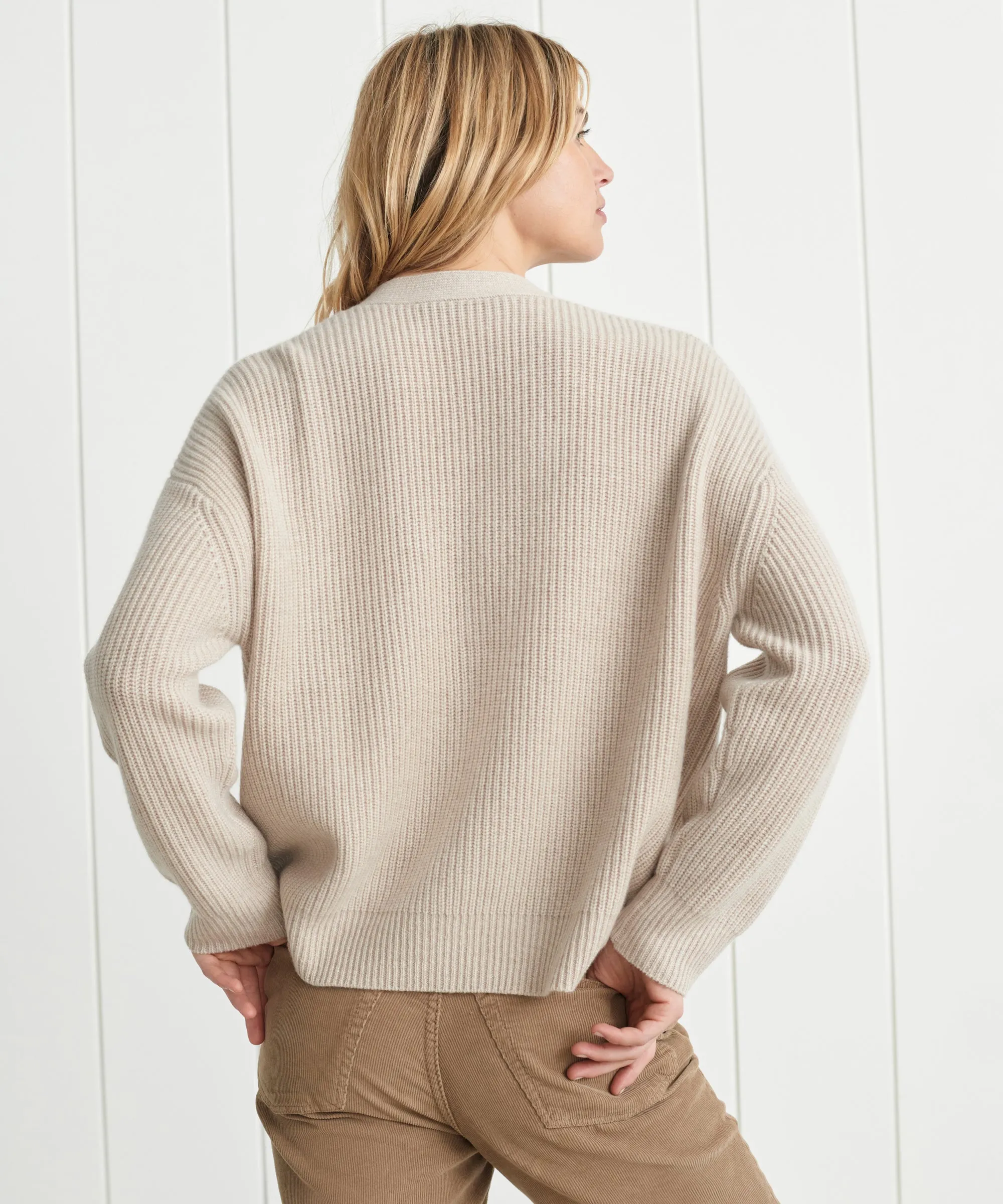 Cropped Cashmere Cocoon Cardigan NonScratchSurface Flexible Waistband Adaptation