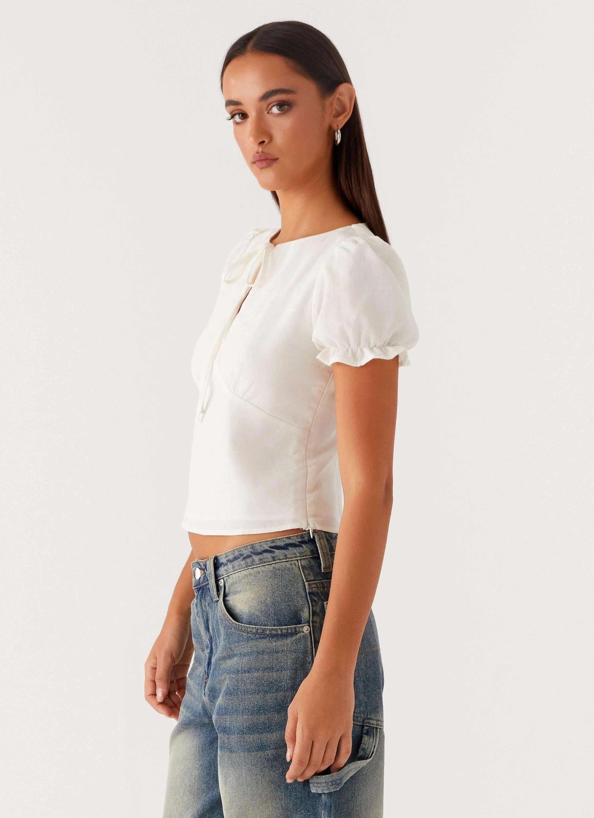 These Words Puff Sleeve Top - White Comfortable Wear