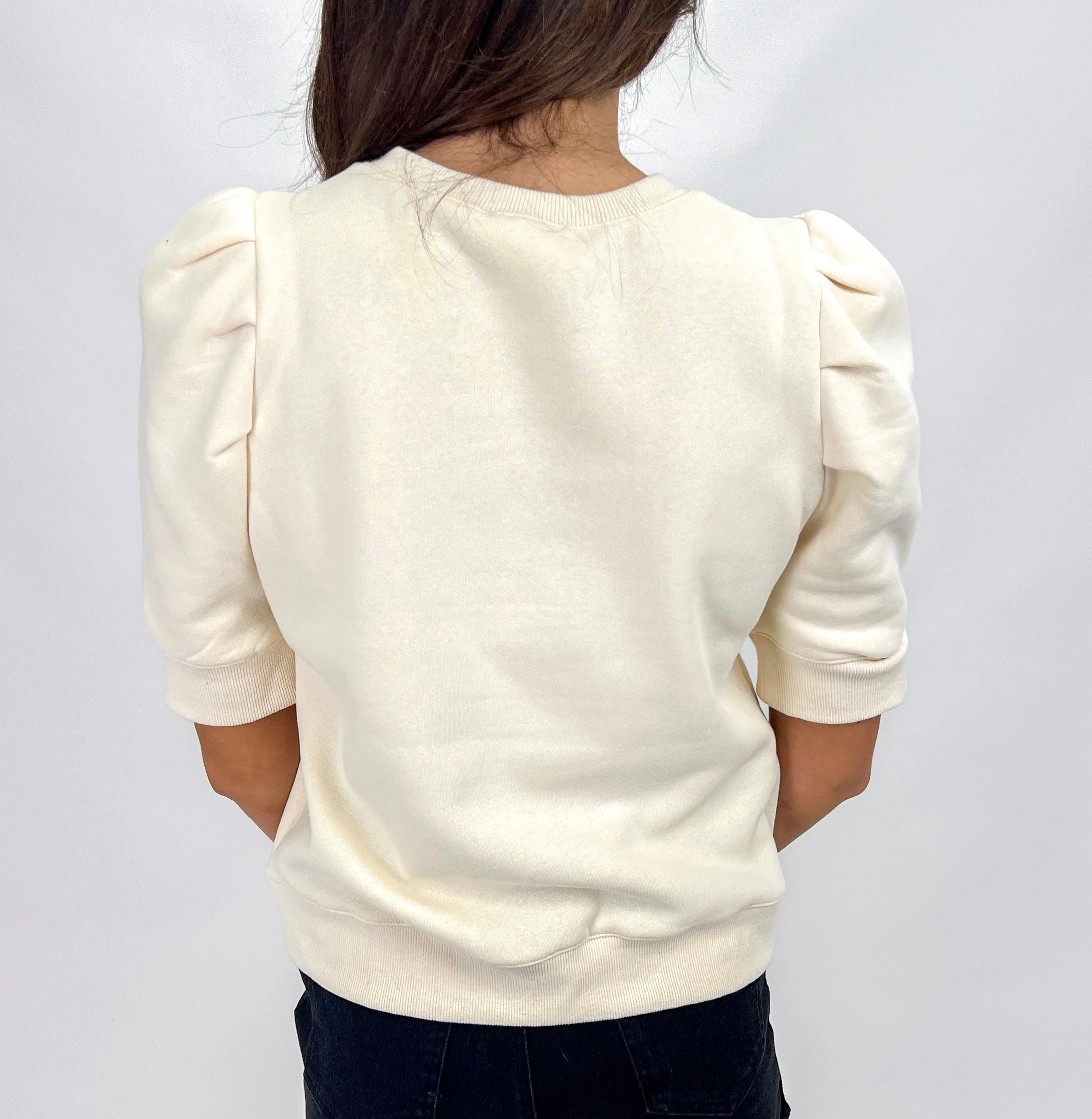 THIS & THAT ECRU PUFF SLEEVE TOP