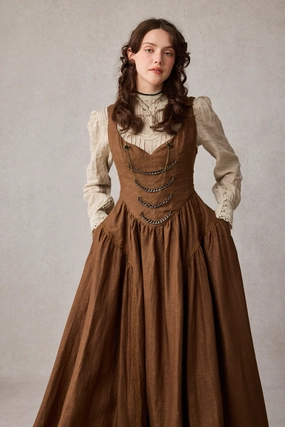 Thistle 26 |Vintage victorian corset dress with Metal Chain Chill Proof Shell Thistle 26 |Vintage victorian corset dress with Metal Chain StretchableMaterial