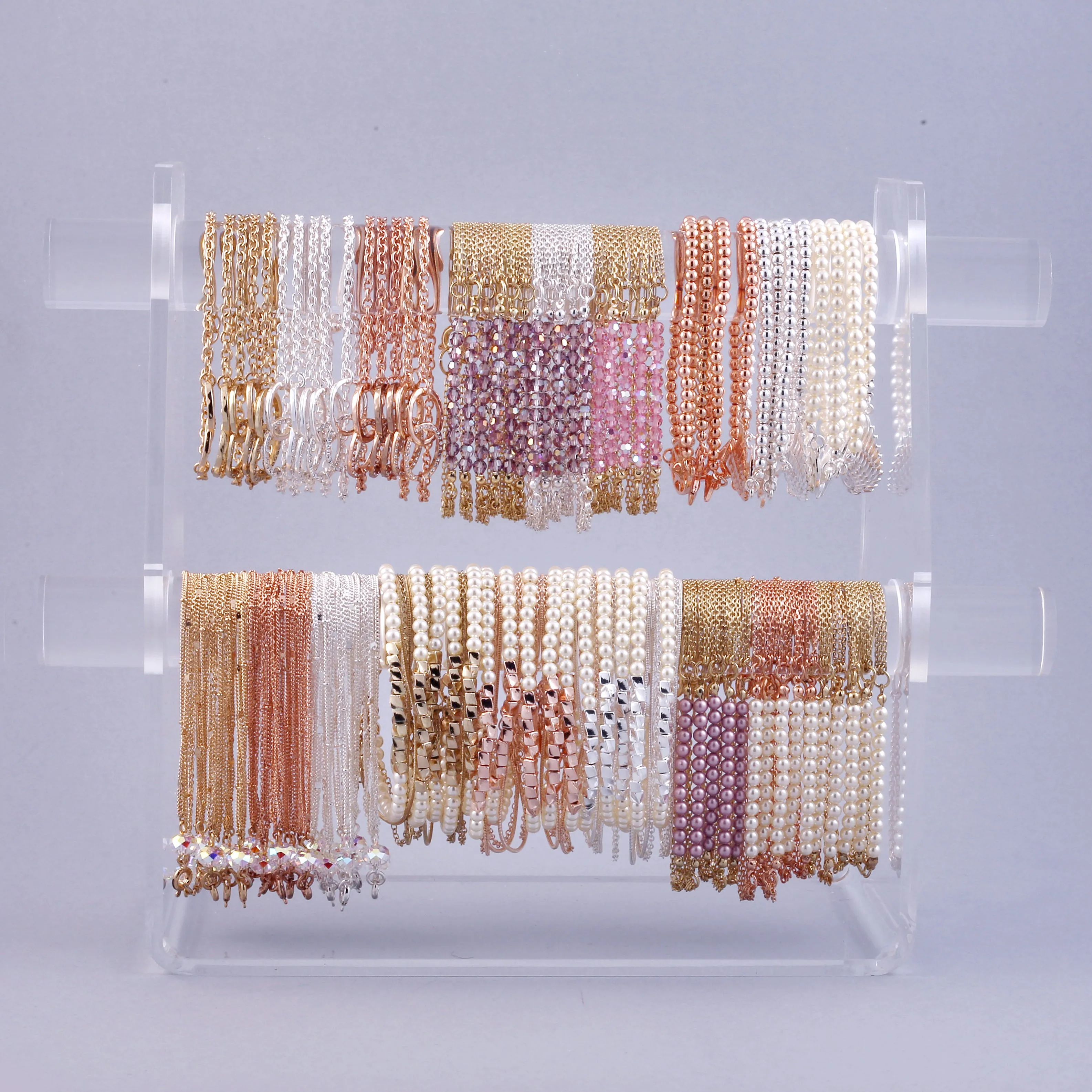Three Chain Pearl Bracelet Rose Gold & Cream