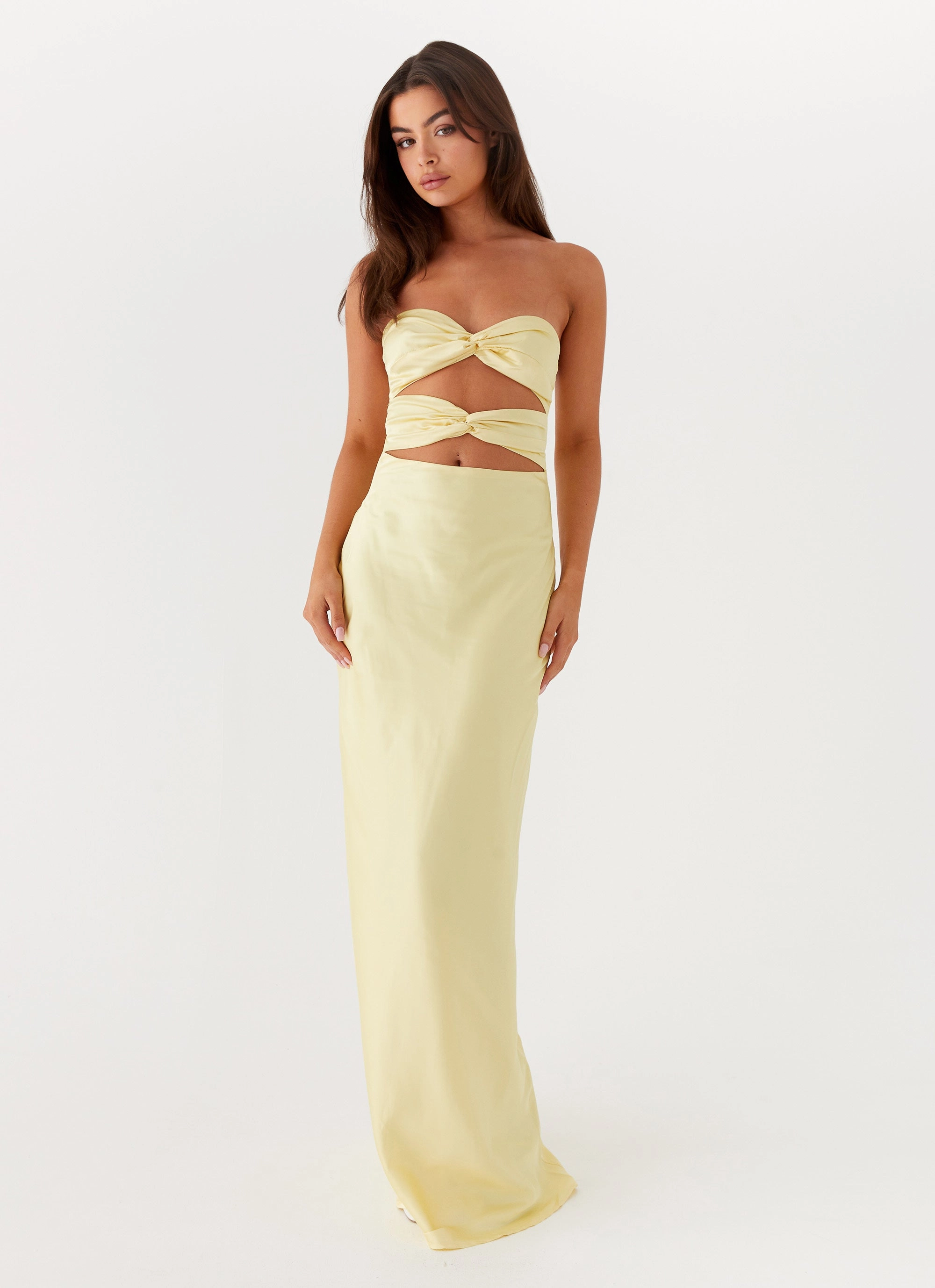 Shimmer-Finish New York Tianna Strapless Maxi Dress - Yellow