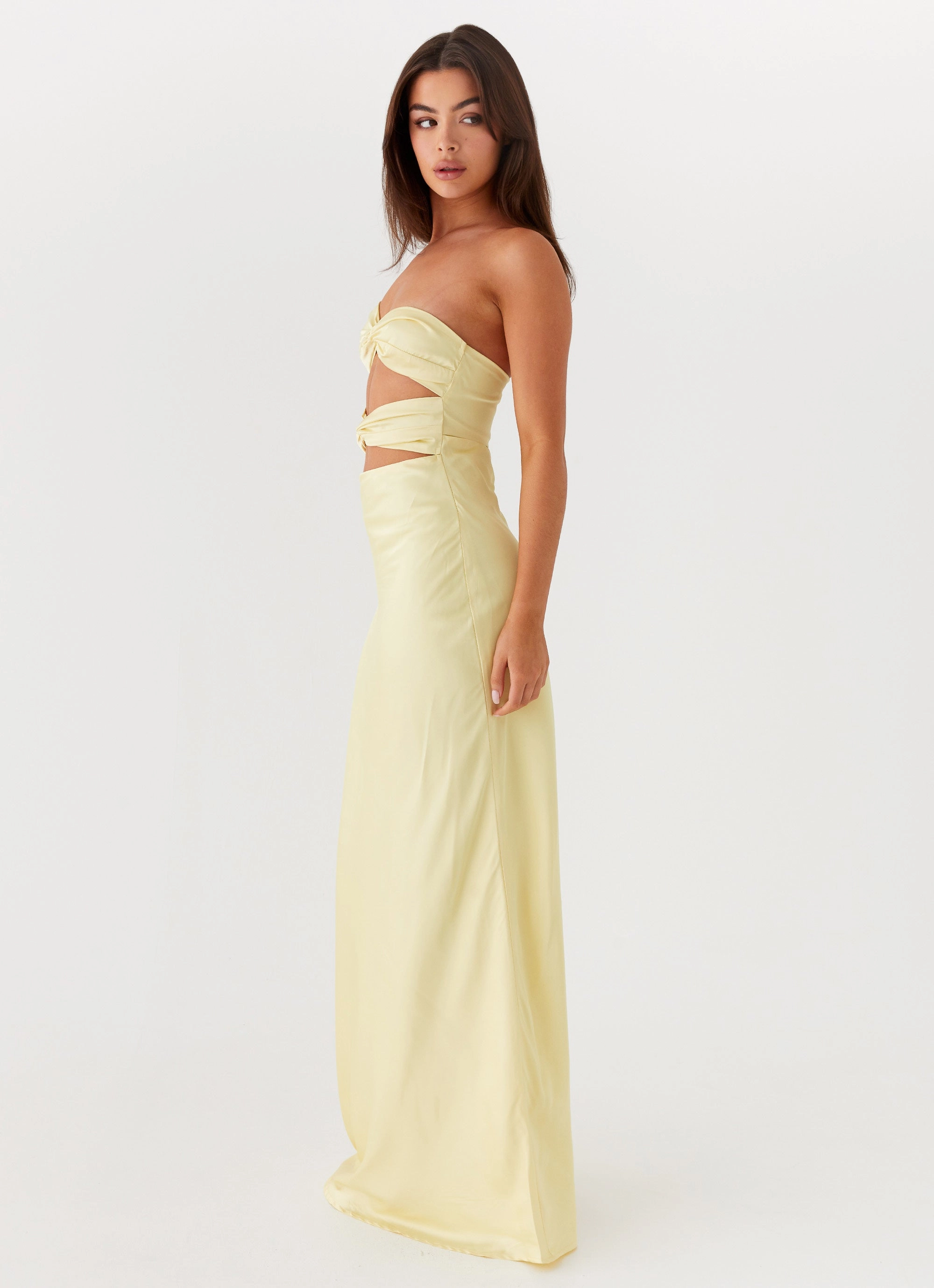 Chic and Stylish Tianna Strapless Maxi Dress - Yellow
