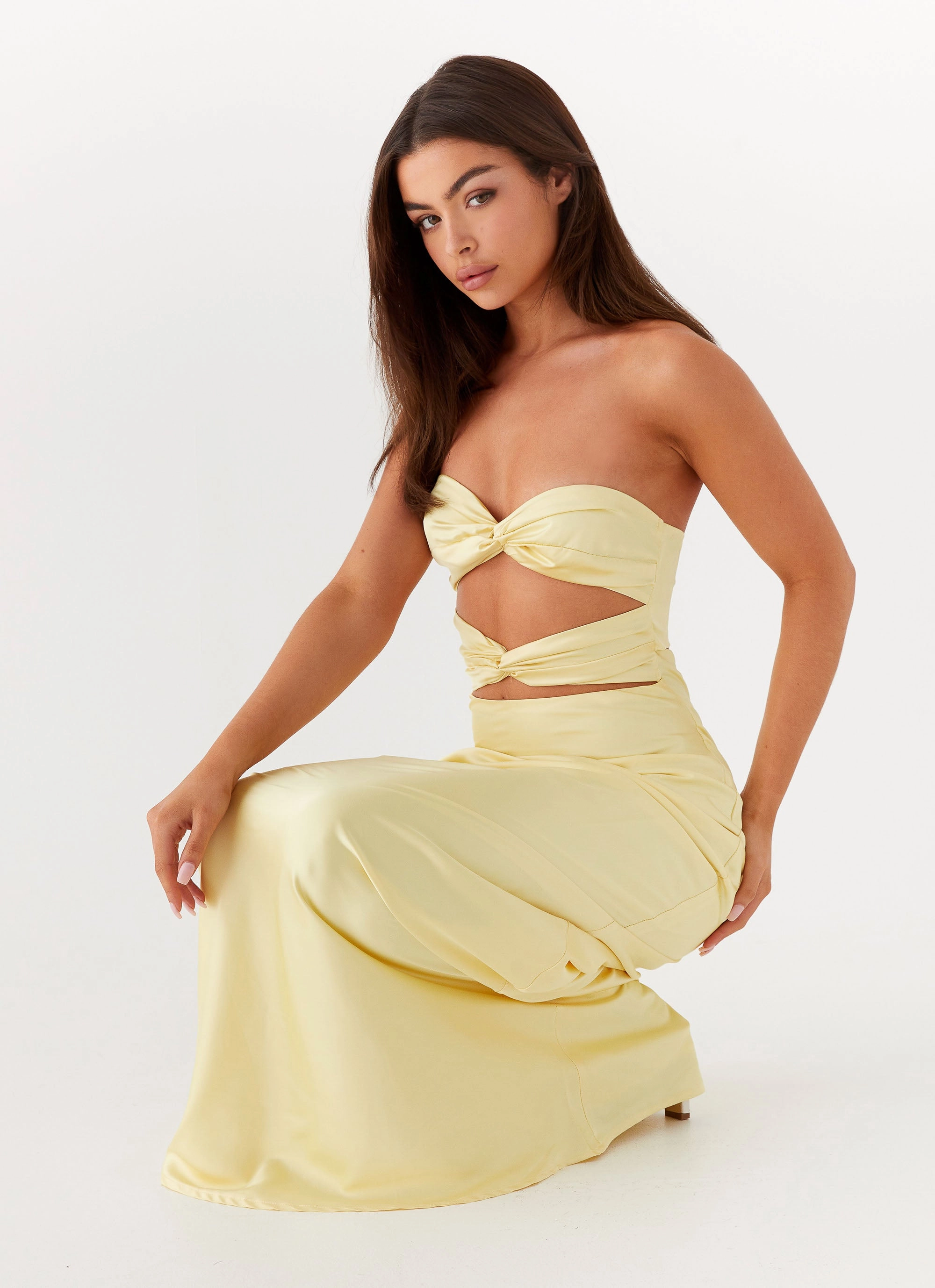 Elegant Layering Tianna Strapless Maxi Dress - Yellow