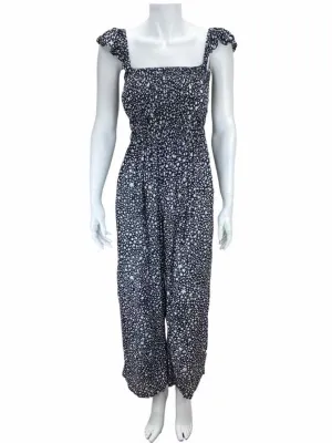 Tiare Hawaii Women's Star Print Smocked Jumpsuit Black/White One Size (XS-S)