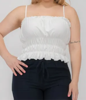 Tiered Shirred Body Crop Top