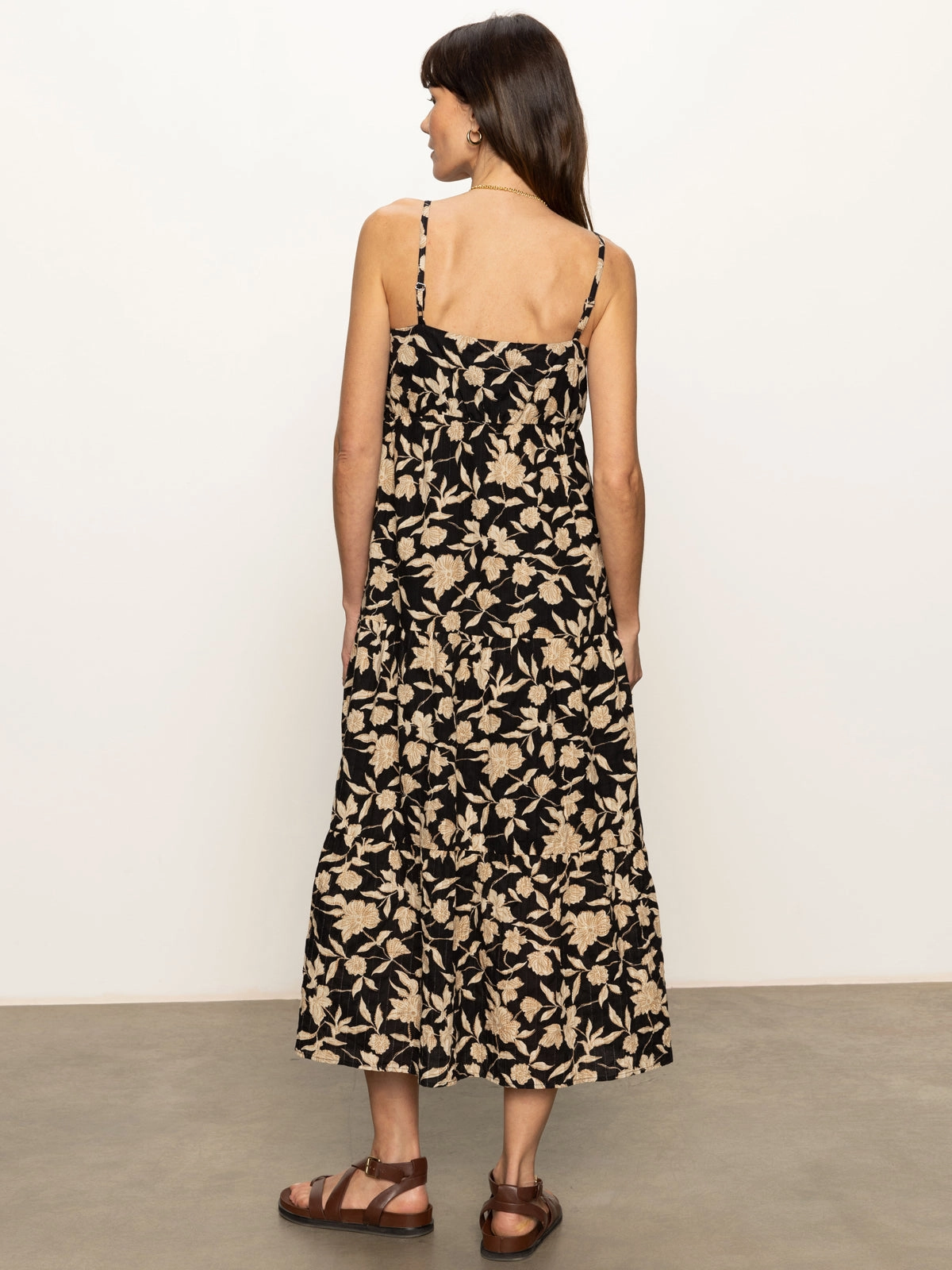 Tiered Picot Dress Bandana Print Comfortable Layering Romantic Bloom