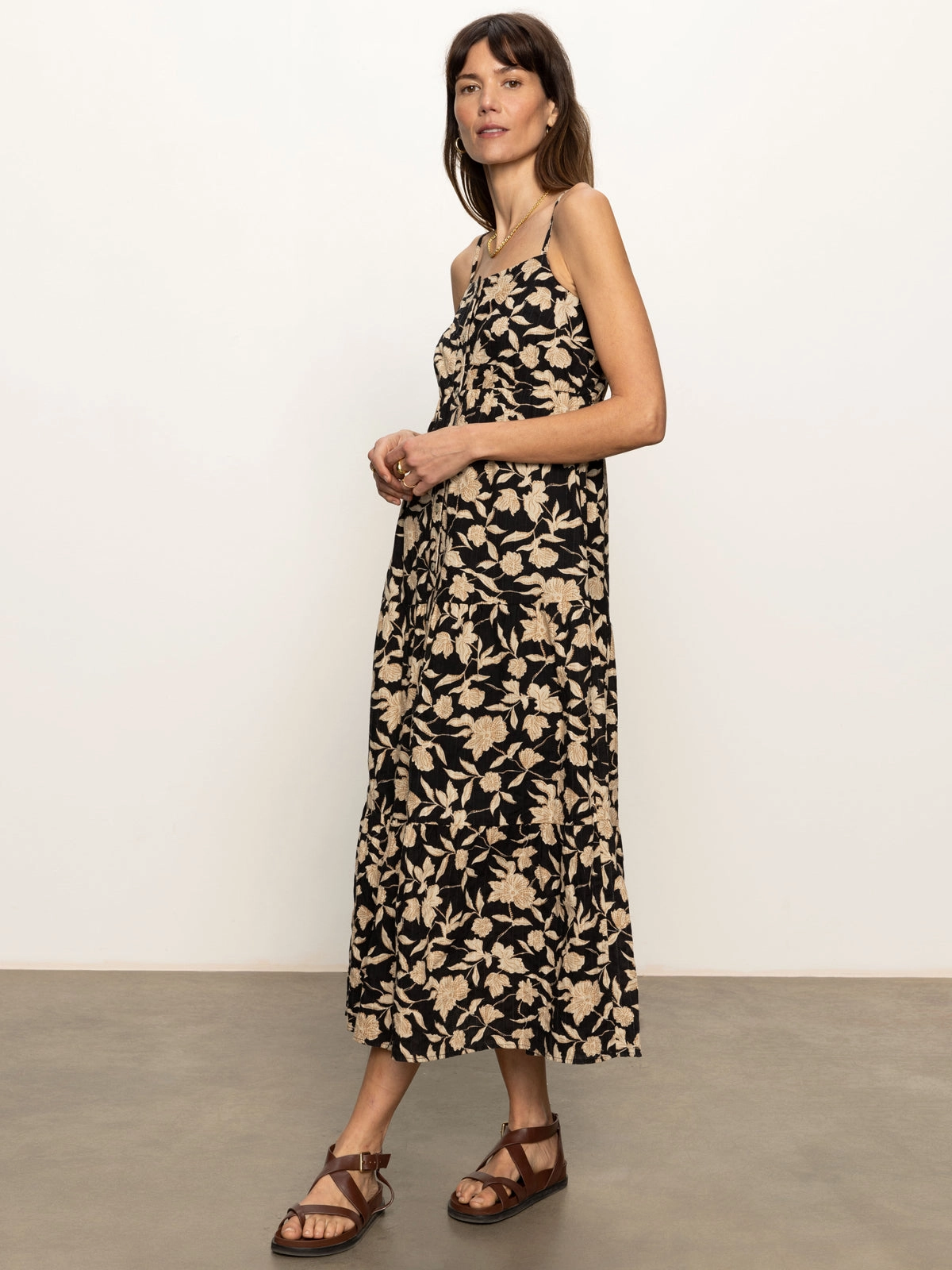 Balanced Light Tiered Picot Dress Bandana Print