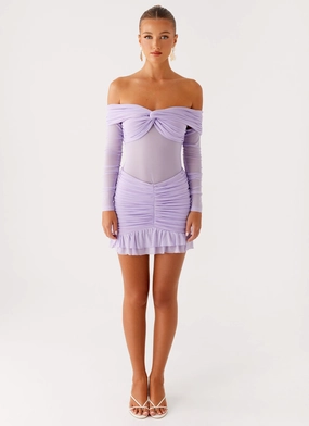 Tiff Long Sleeve Mini Dress - Lilac Stylish Feel Cozy Drape