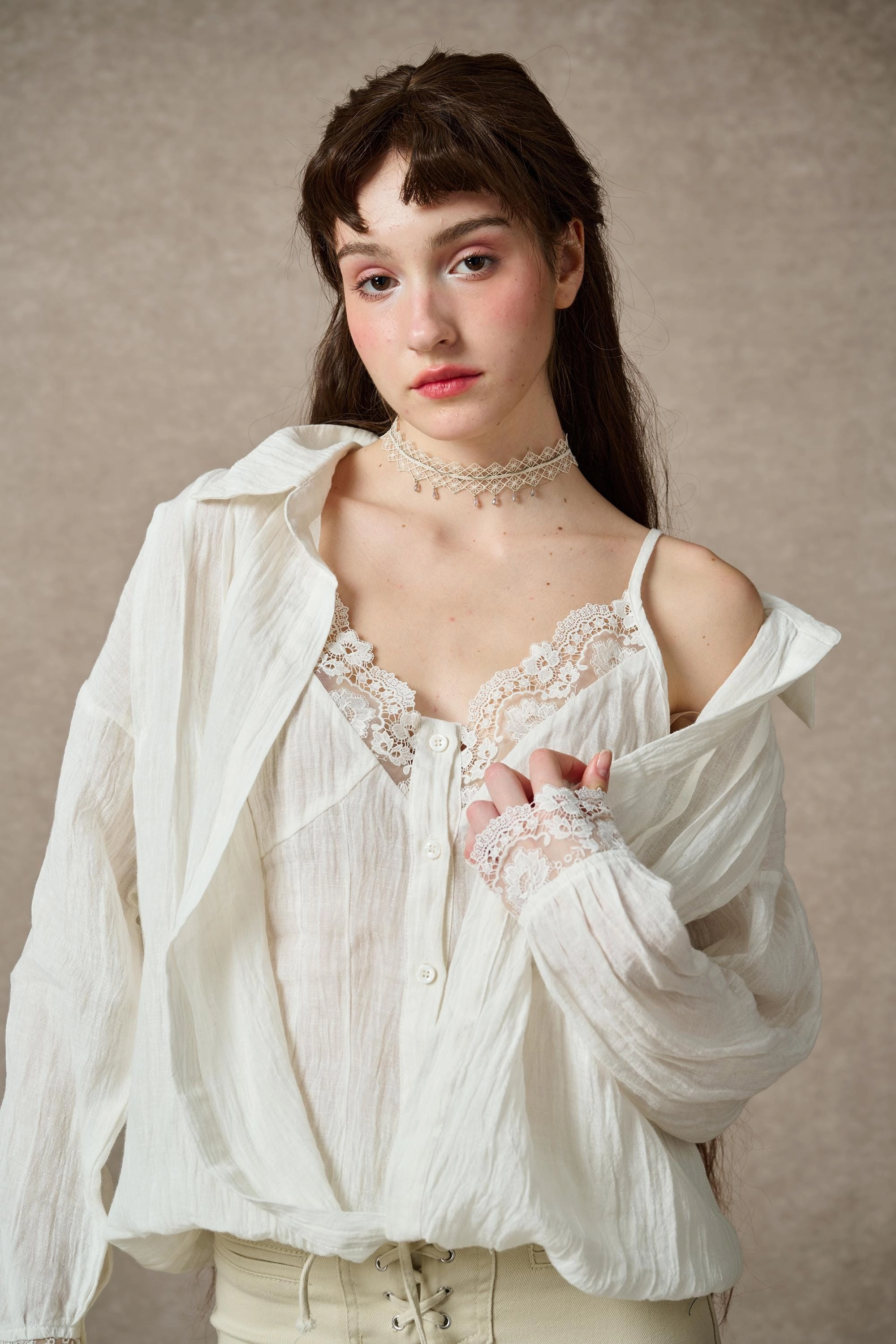 Tiffany 16 |Linen Layers Shirt Weatherproof Zippers Clean Edge Piece