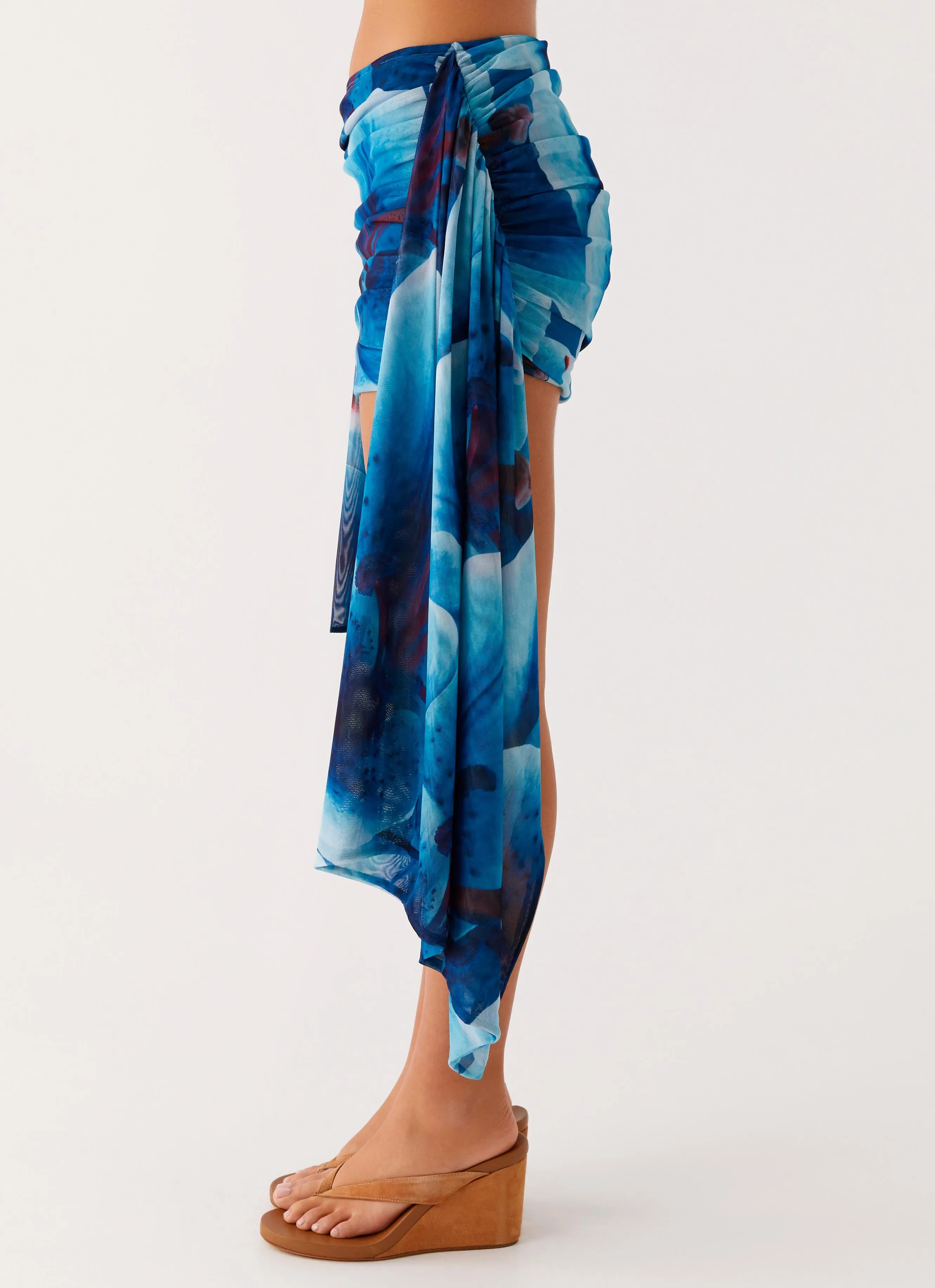 Simple Silhouette Tigerlily Micro Skirt - Turquoise Floral