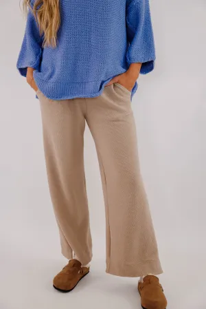 Wrinkle Free Fabric Flexible Waist Frequent Flyer Lounge Pants-Taupe