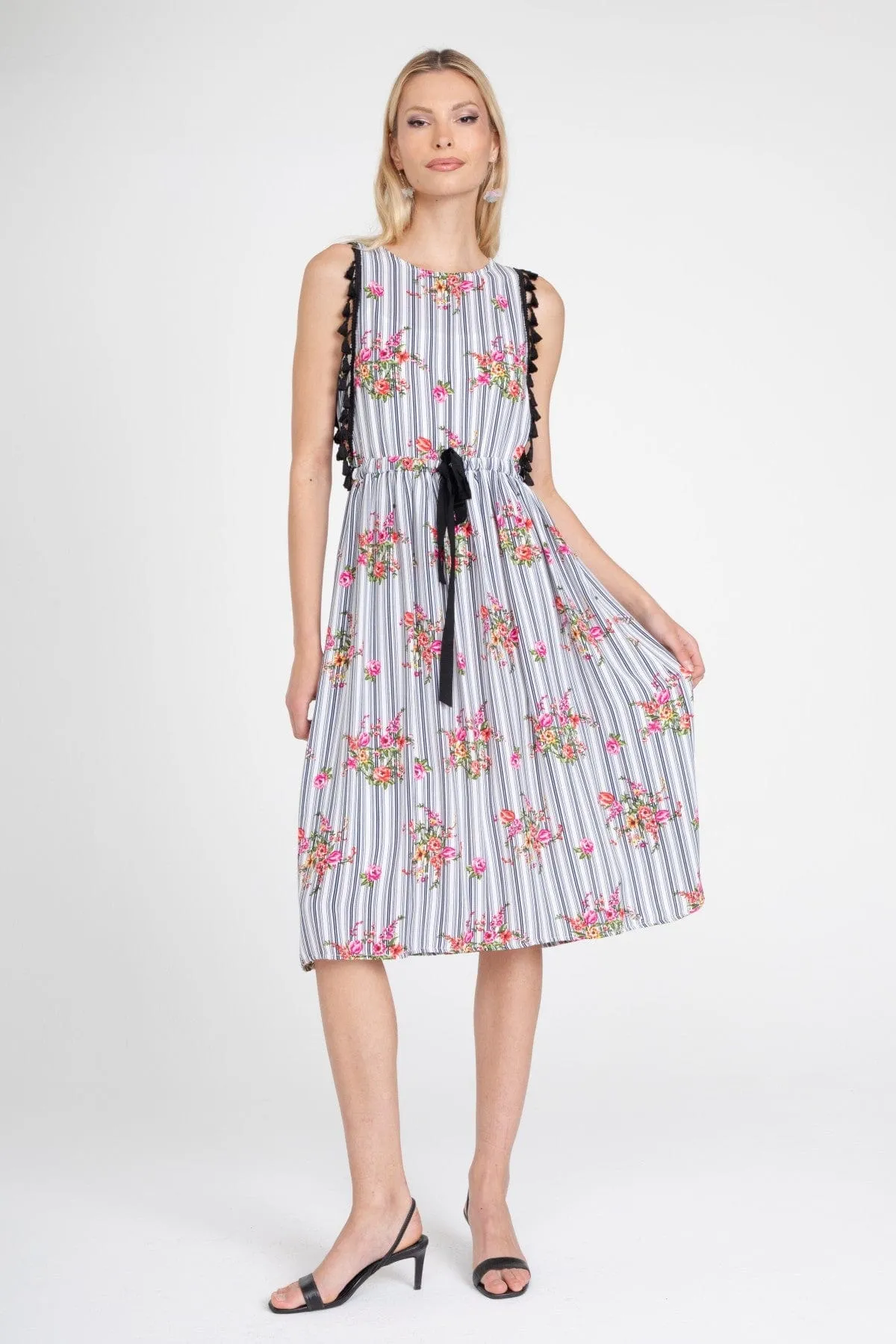 Date night Stripe Tassle Midi Dress