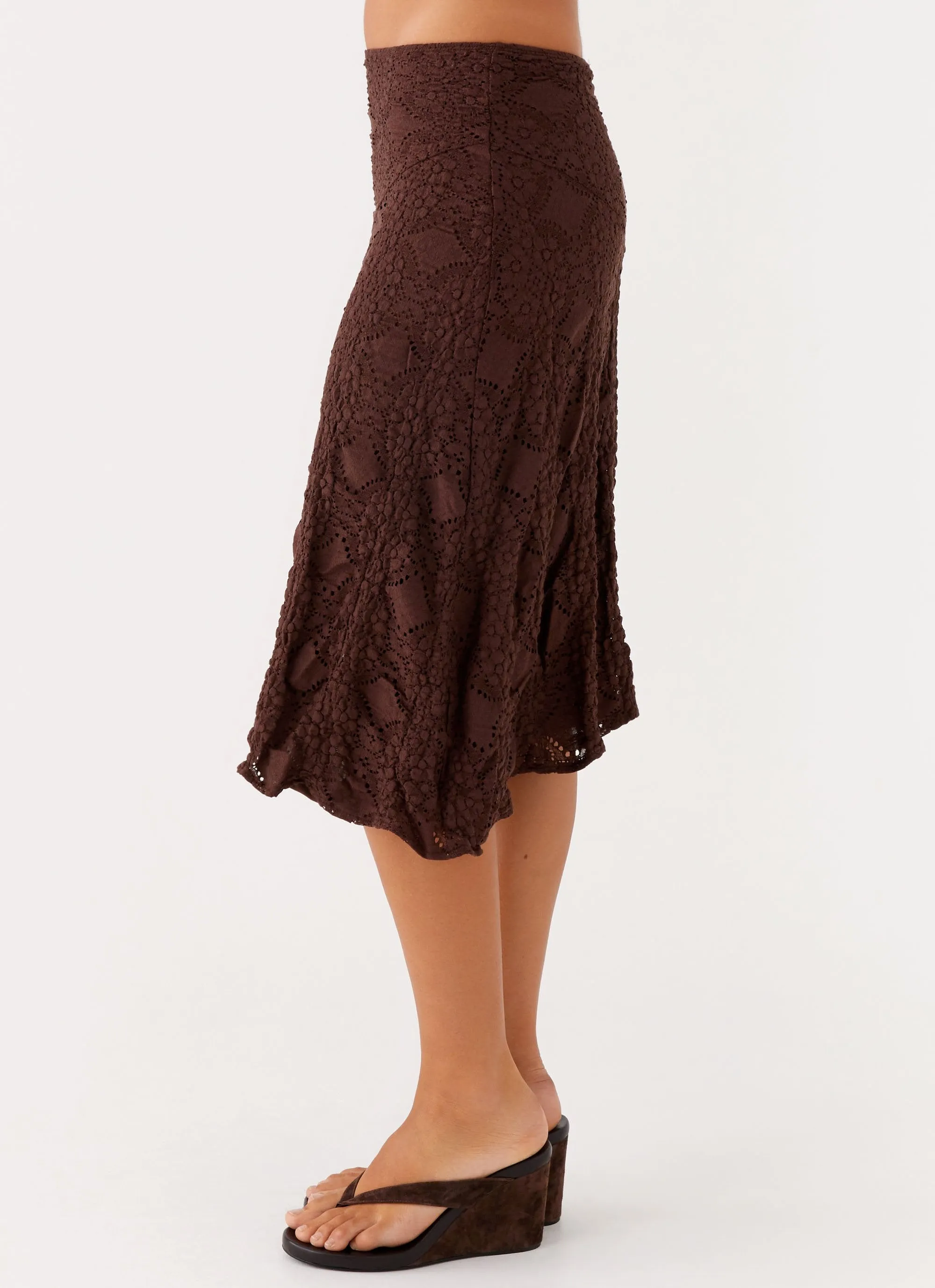Diamond Sky Midi Skirt - Chocolate Tapered ankle