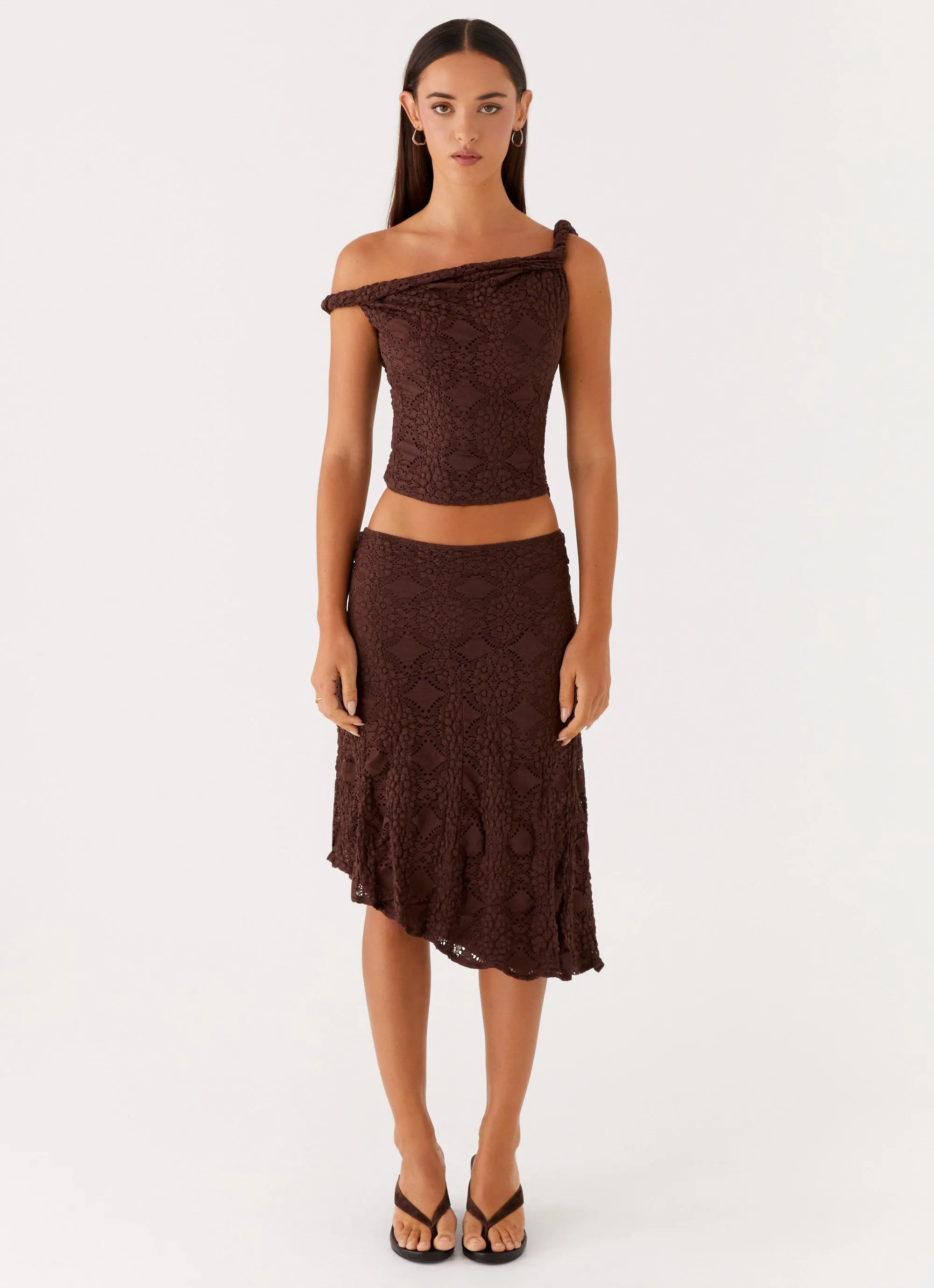 Diamond Sky Midi Skirt - Chocolate Durable Hem