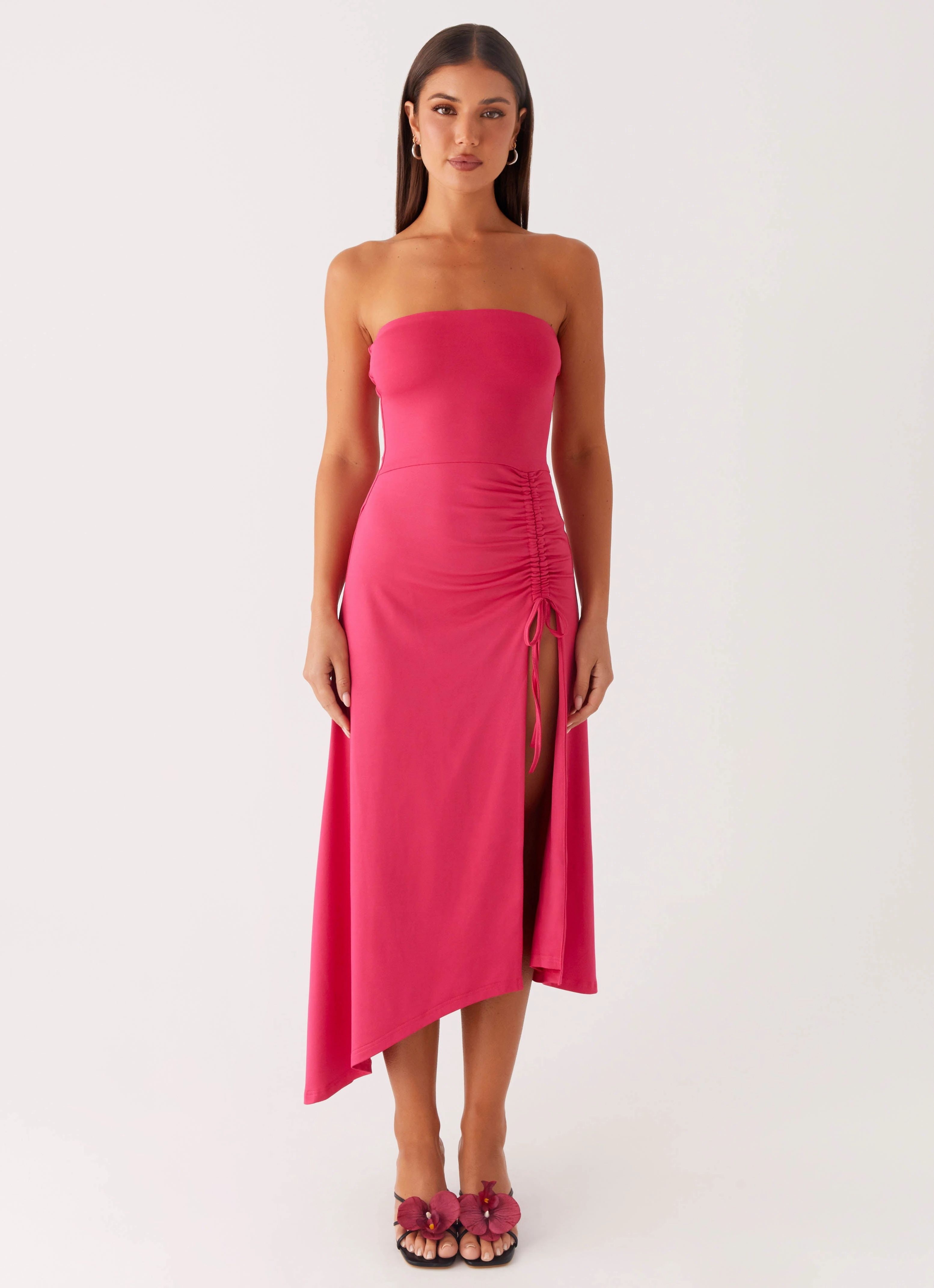 Laoise Midi Dress - Hot Pink Color-Blocked Classic Fit