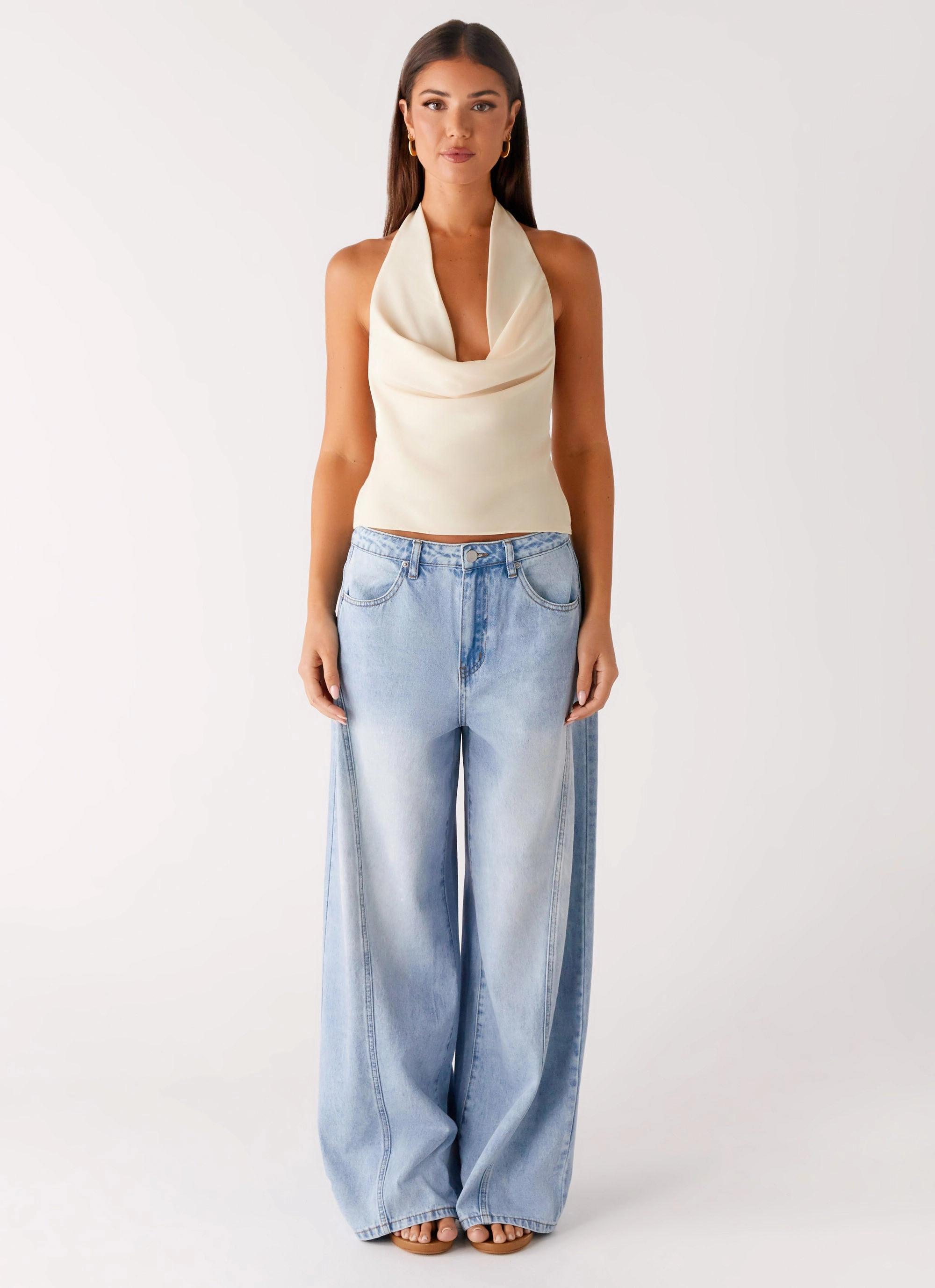 Timeless Wide Leg Jeans - Bleached Blue Active Layers Detachable belt