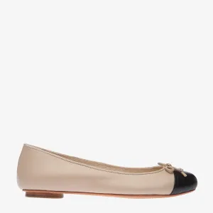 Tina Two Tone Black and Blush Leather ballet Flats