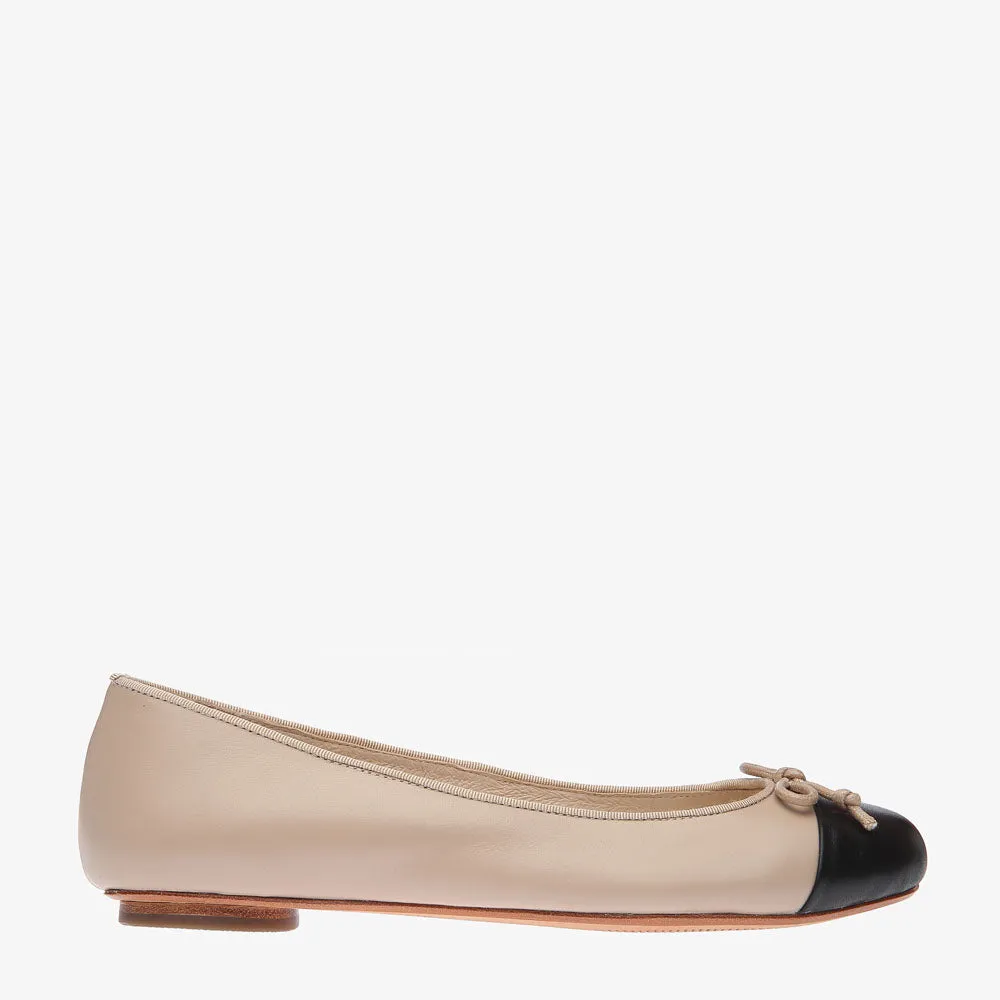 Tina Two Tone Black and Blush Leather ballet Flats