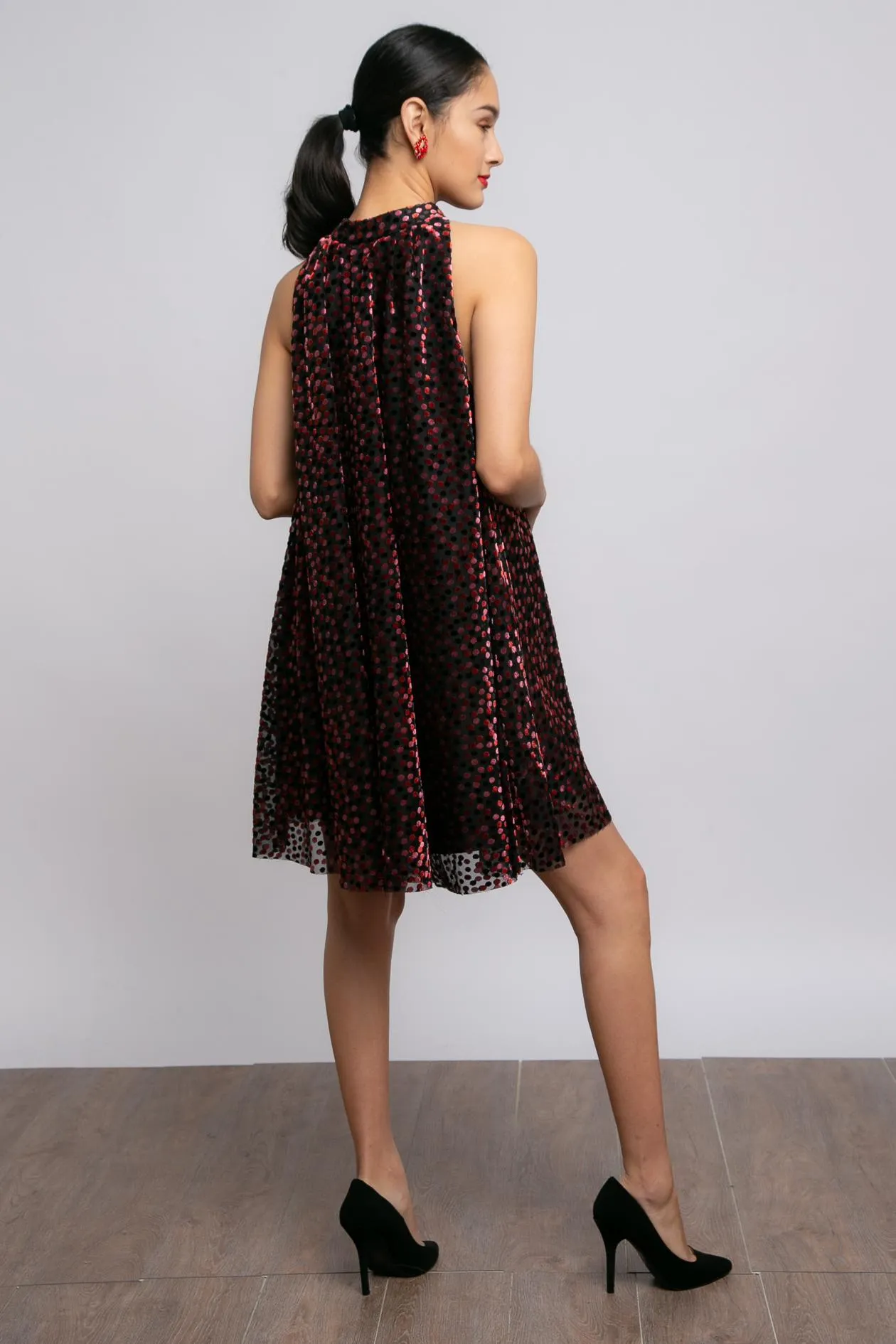 Hidden Pocket Recycled-Material Tinsley Dress - Redwood Dot