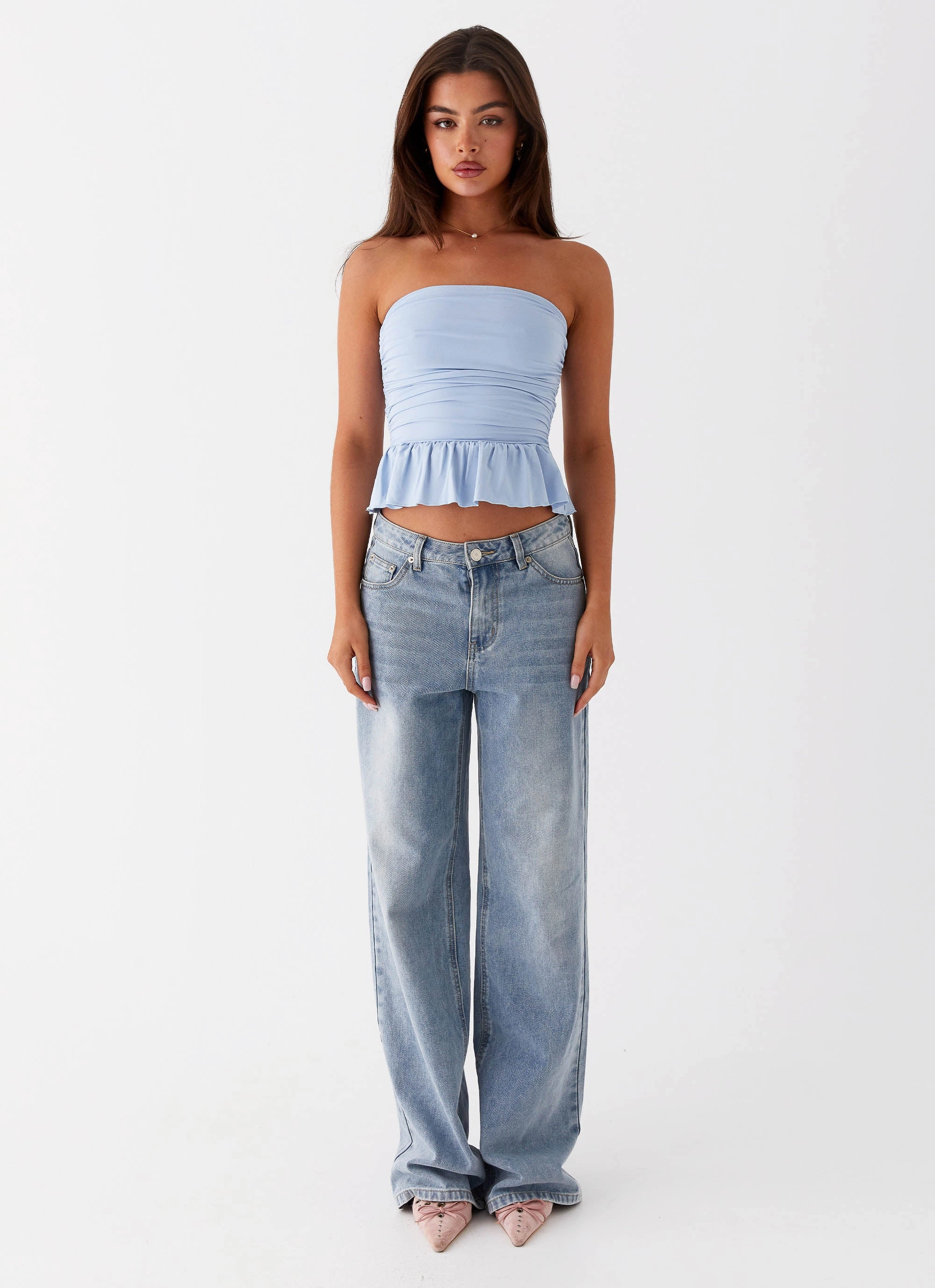 Recycled Polyester Material LightweightConstruction Bella Lou Tube Top - Blue