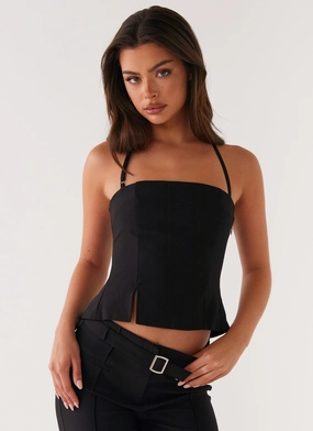 Tonal Stitching Dawny Top - Black Dawny Top - Black Reinforced Hems FlexibleLayeredConstruction