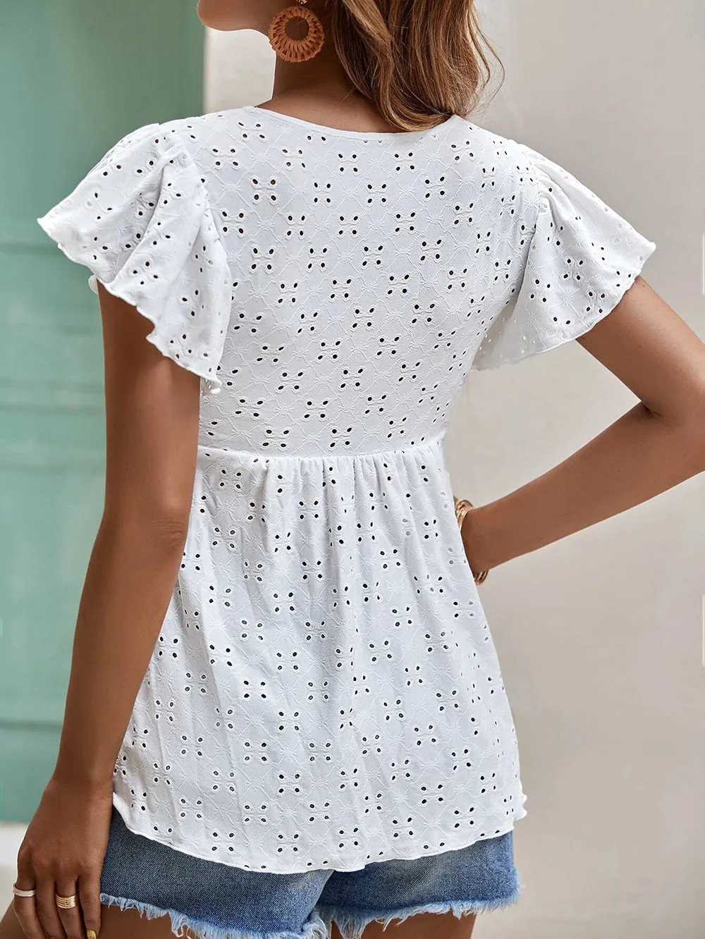 'Toni' Crew Neck Jacquard Blouse #170194