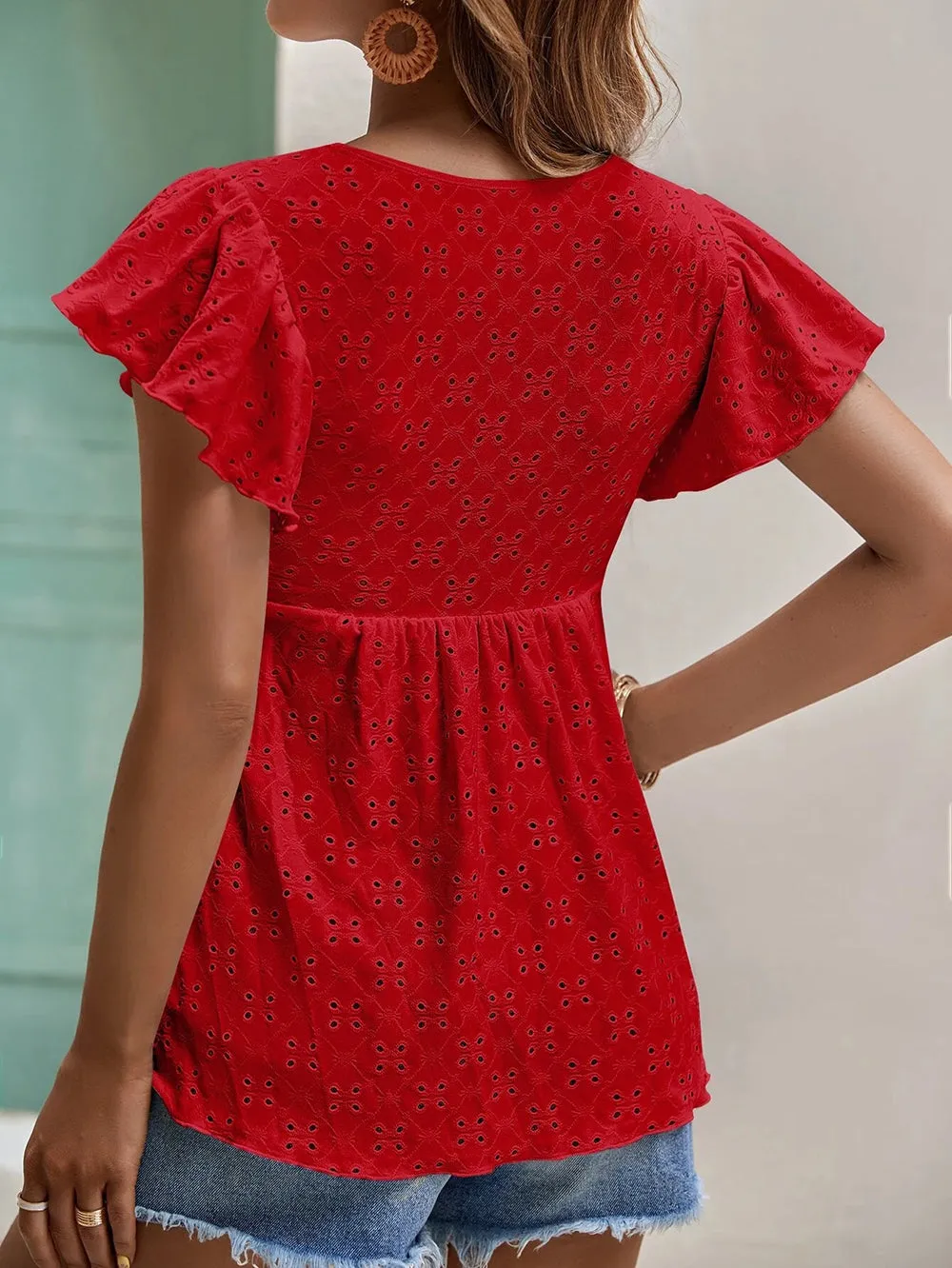 'Toni' Crew Neck Jacquard Blouse #170194