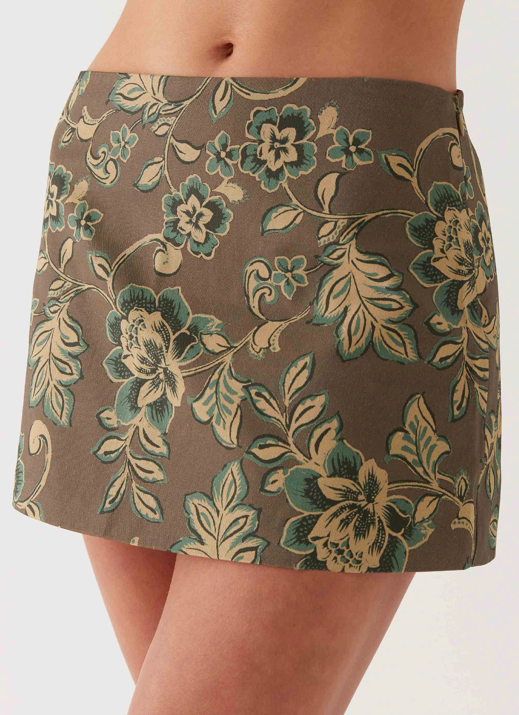 UV protection coating OdorResistantFinish Tonnie Floral Mini Skirt - Brown Floral