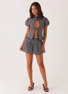 Torque Control Weave Annie Mini Skirt - White Black Check Non slip grip Annie Mini Skirt - White Black Check