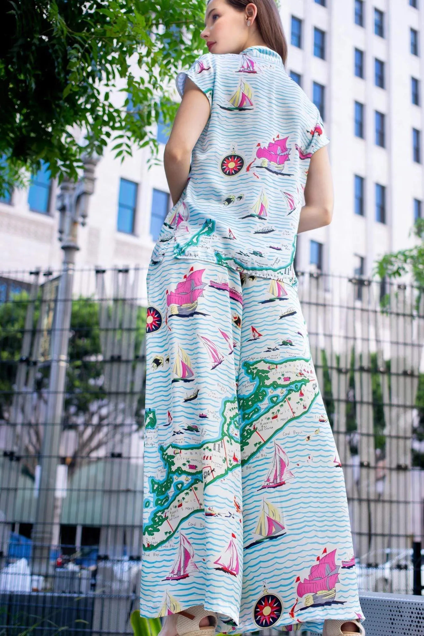 Twill Weave Texture Torrey Pants - Sailboats