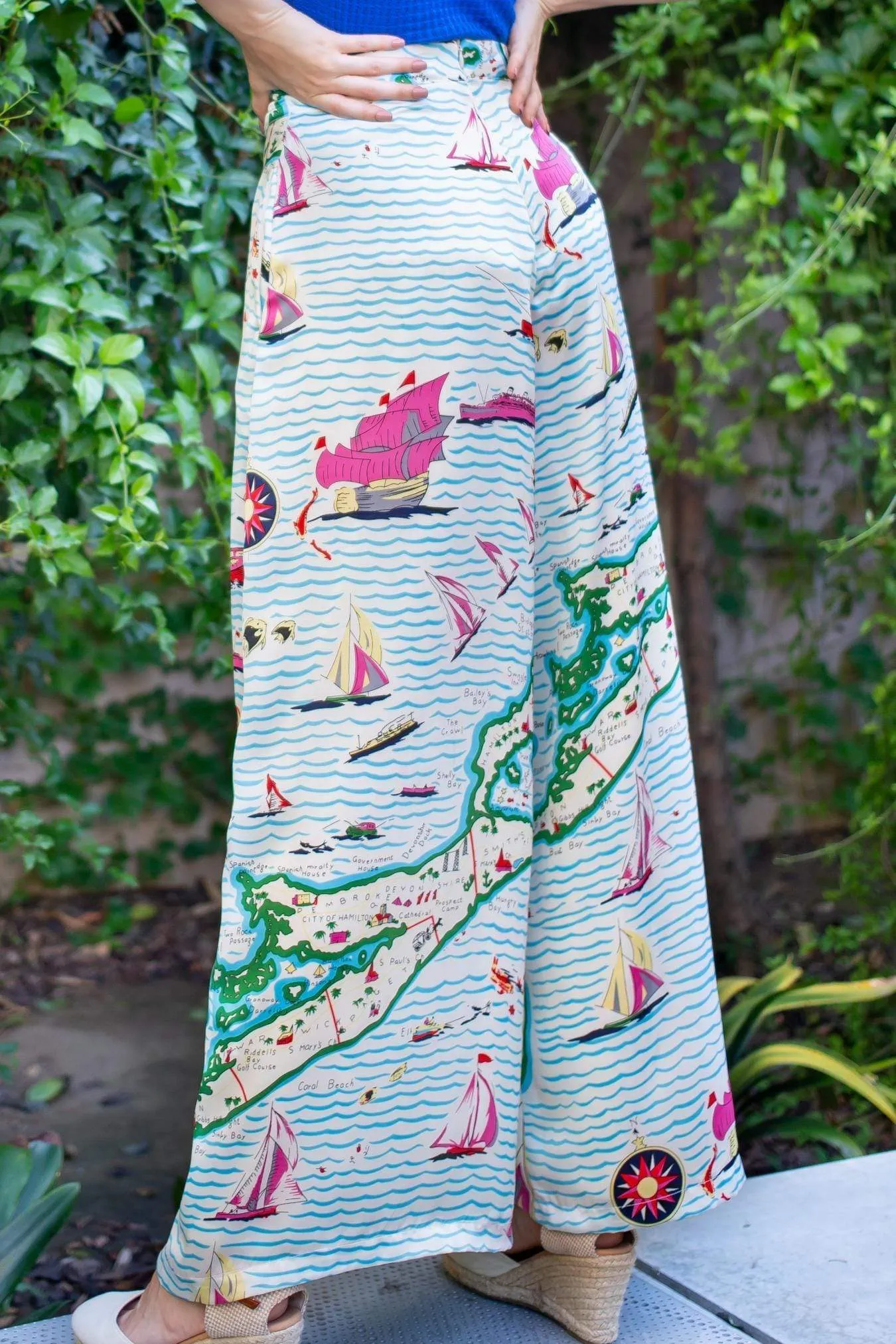 Ripstop Texture Back pockets Torrey Pants - Sailboats