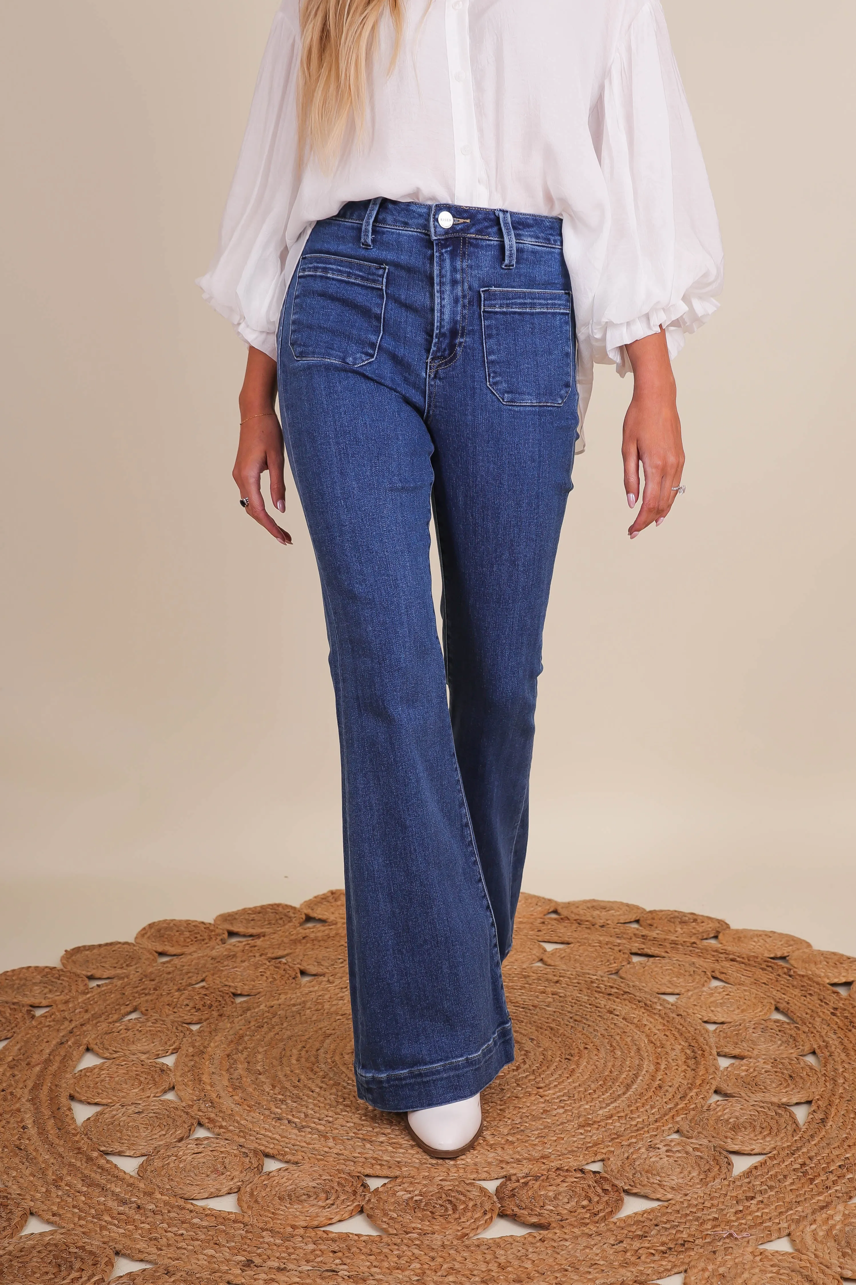 Totally Far Out Denim Flares Effortless Fit