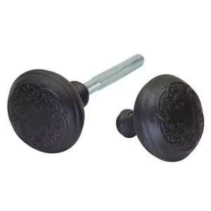Traditional Floral Leaf Spare Door Knob Set (Oil Rubbed Bronze)