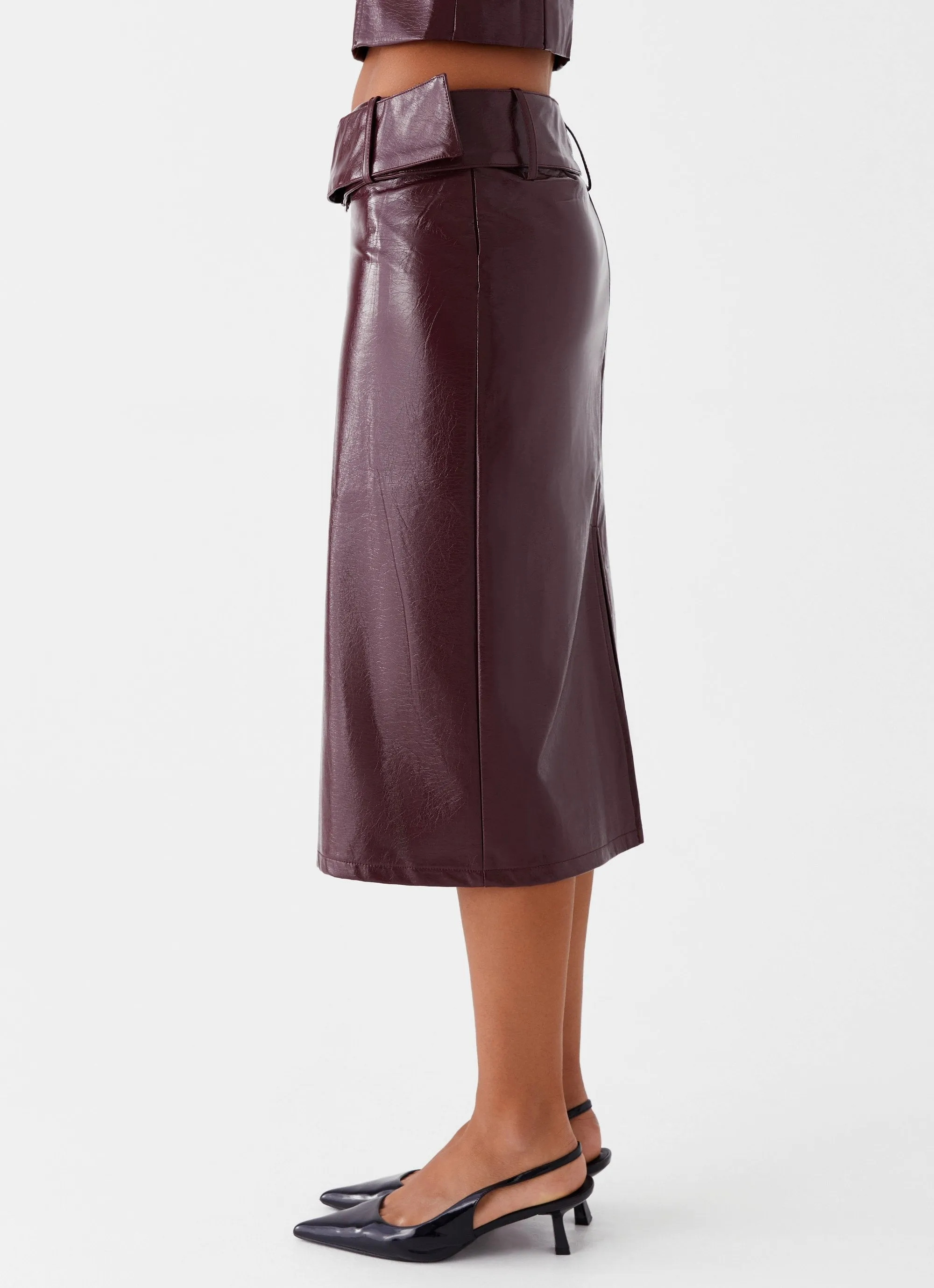 Anti Pilling Easy Match Wynnie Midi Skirt - Cherry Red