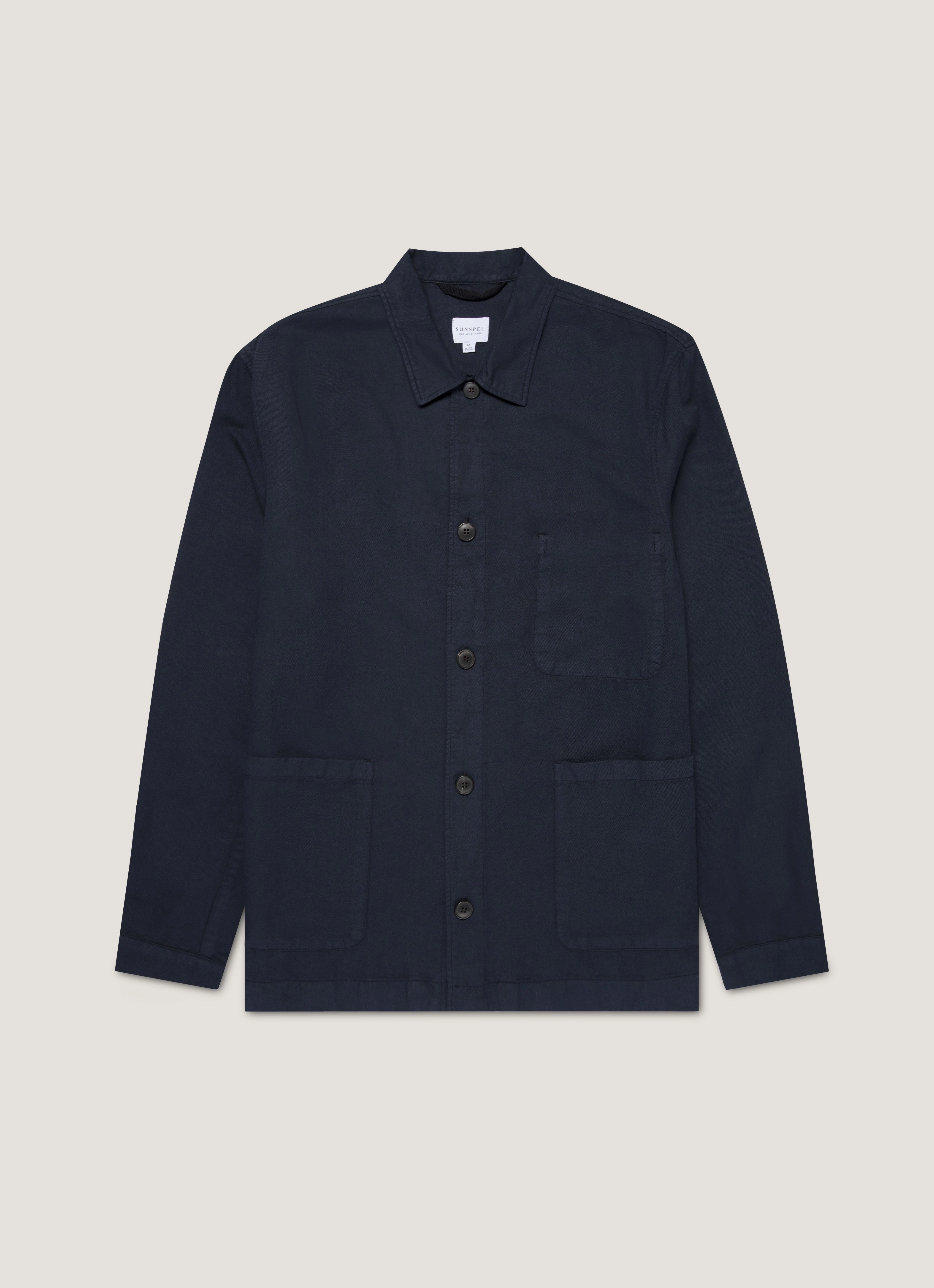 Men's Cotton Linen Twin Pocket Jacket in Navy Tradition