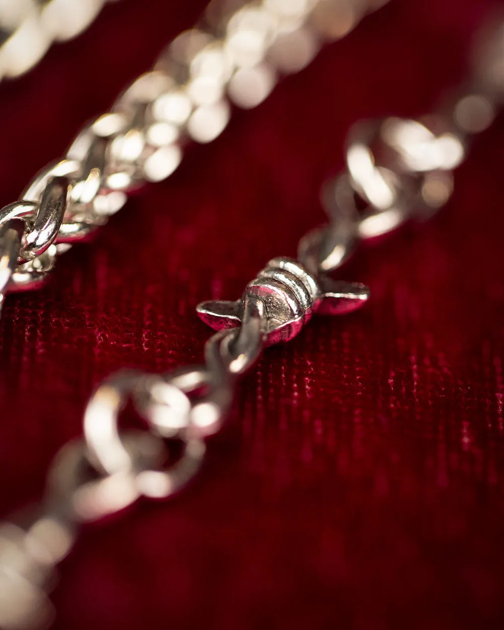 Trapped Barb Wire Bracelet Set - Silver