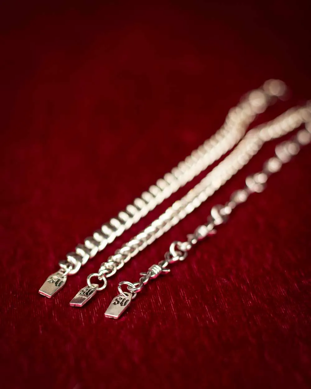 Trapped Barb Wire Bracelet Set - Silver