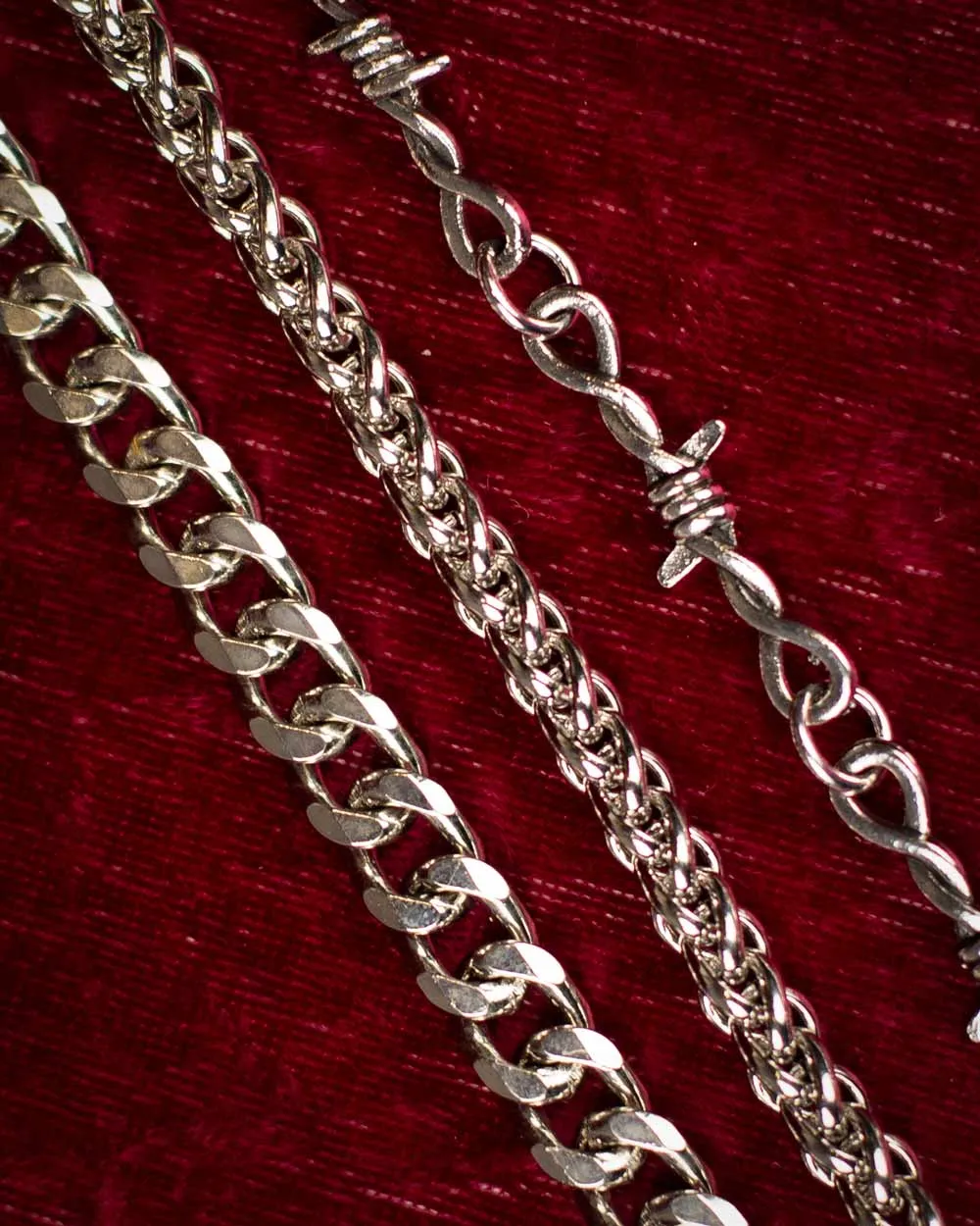 Trapped Barb Wire Bracelet Set - Silver